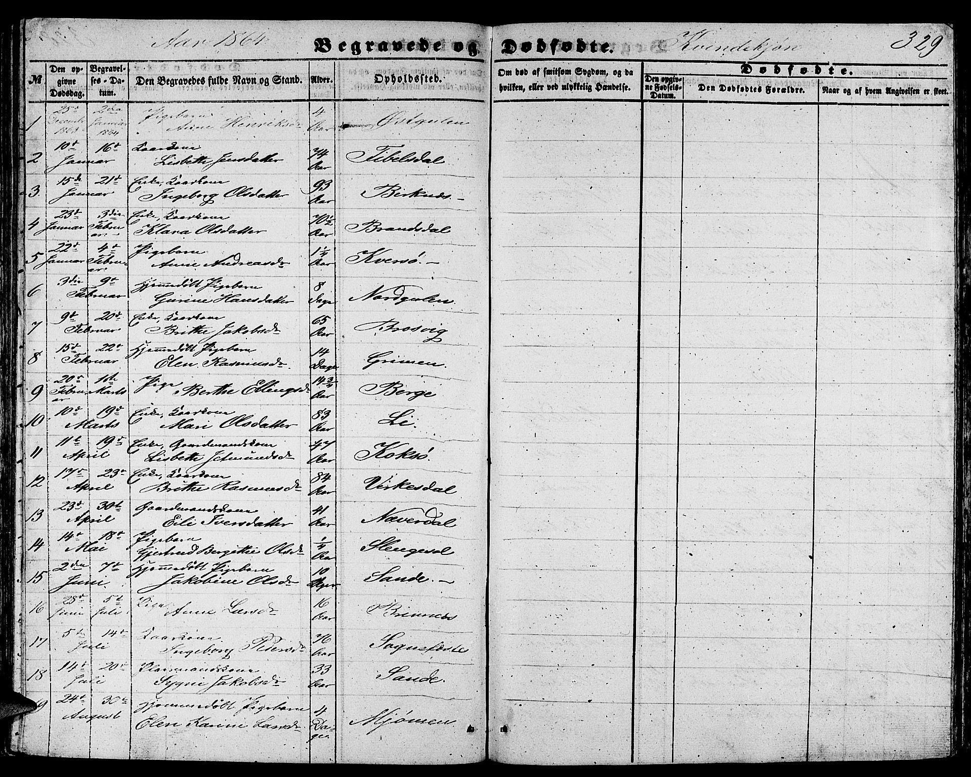 Gulen sokneprestembete, AV/SAB-A-80201/H/Hab/Habb/L0001: Parish register (copy) no. B 1, 1854-1866, p. 329