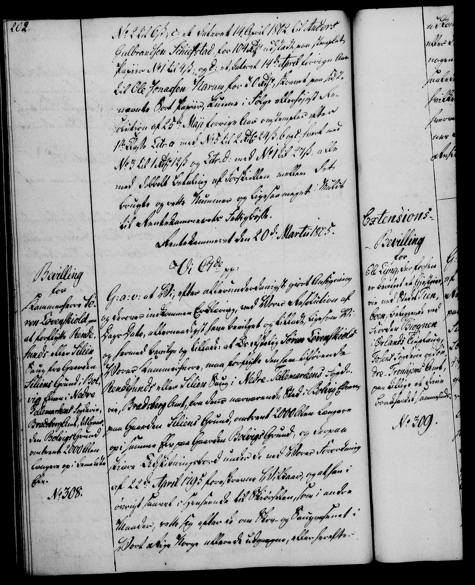 Rentekammeret, Kammerkanselliet, RA/EA-3111/G/Gg/Gga/L0018: Norsk ekspedisjonsprotokoll med register (merket RK 53.18), 1804-1806, p. 202