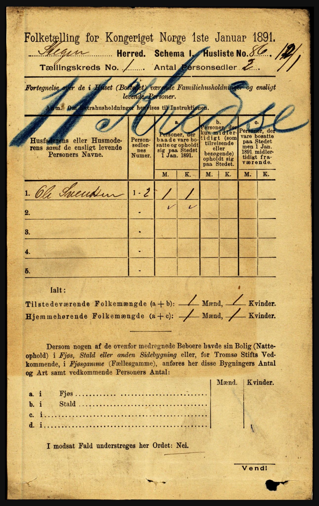 RA, 1891 census for 1848 Steigen, 1891, p. 113