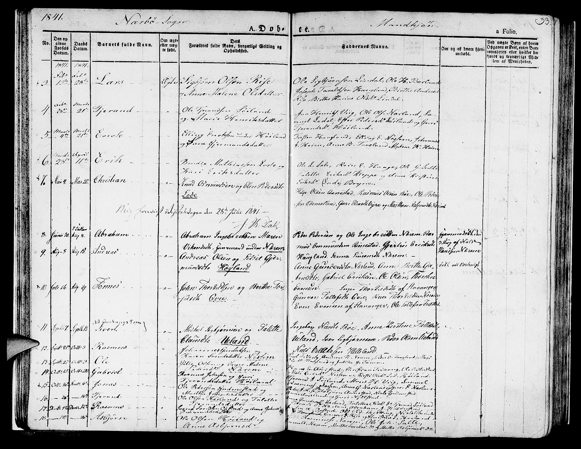 Hå sokneprestkontor, AV/SAST-A-101801/001/30BA/L0004: Parish register (official) no. A 4.1 /1, 1826-1841, p. 33