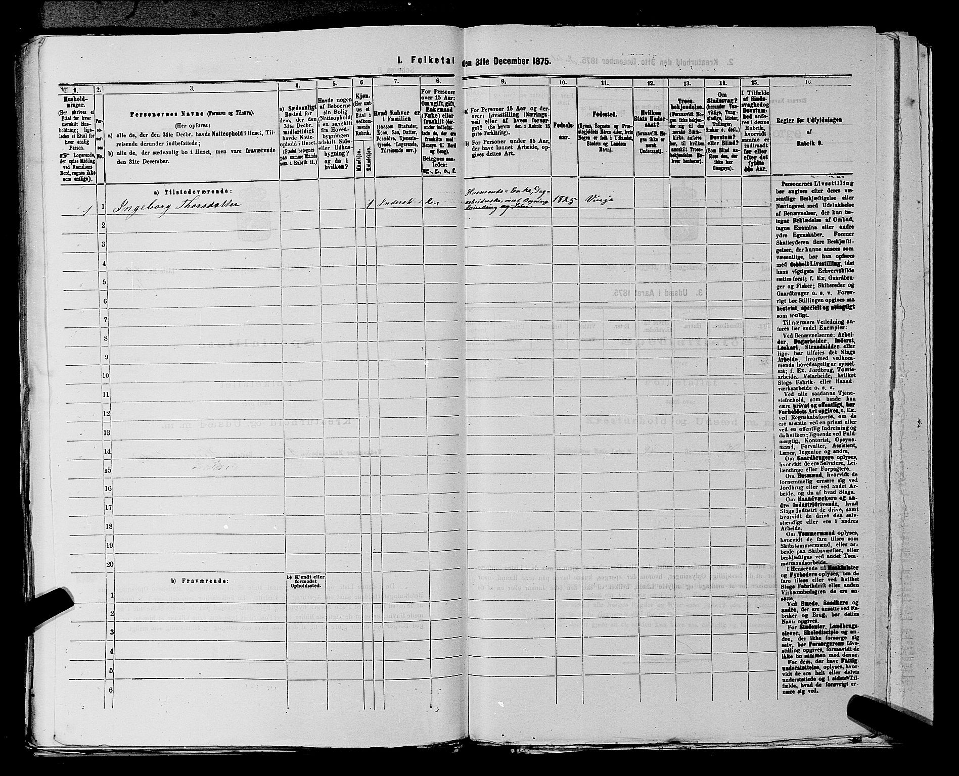 SAKO, 1875 census for 0834P Vinje, 1875, p. 487