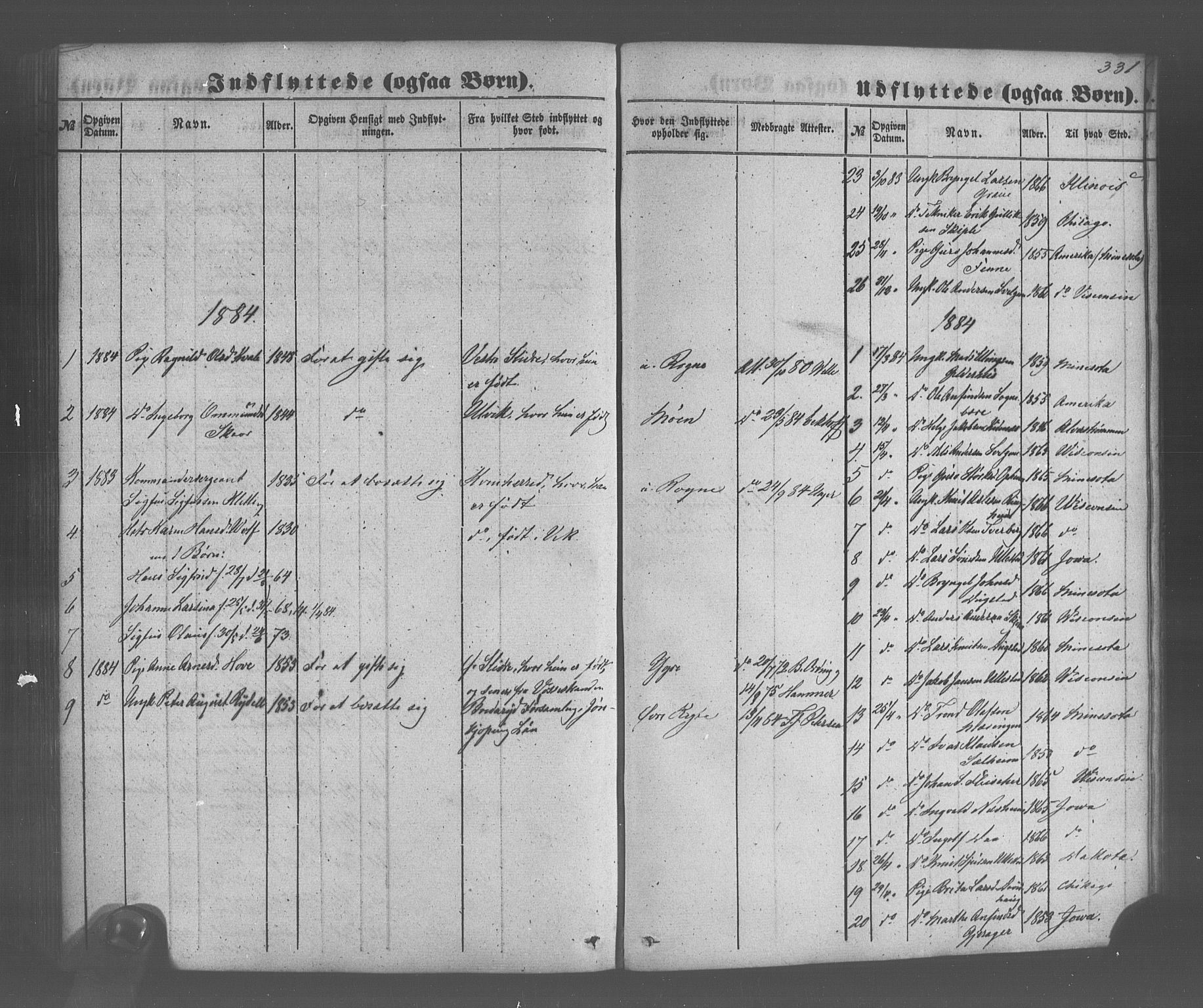 Voss sokneprestembete, AV/SAB-A-79001/H/Haa: Parish register (official) no. A 20, 1855-1886, p. 331