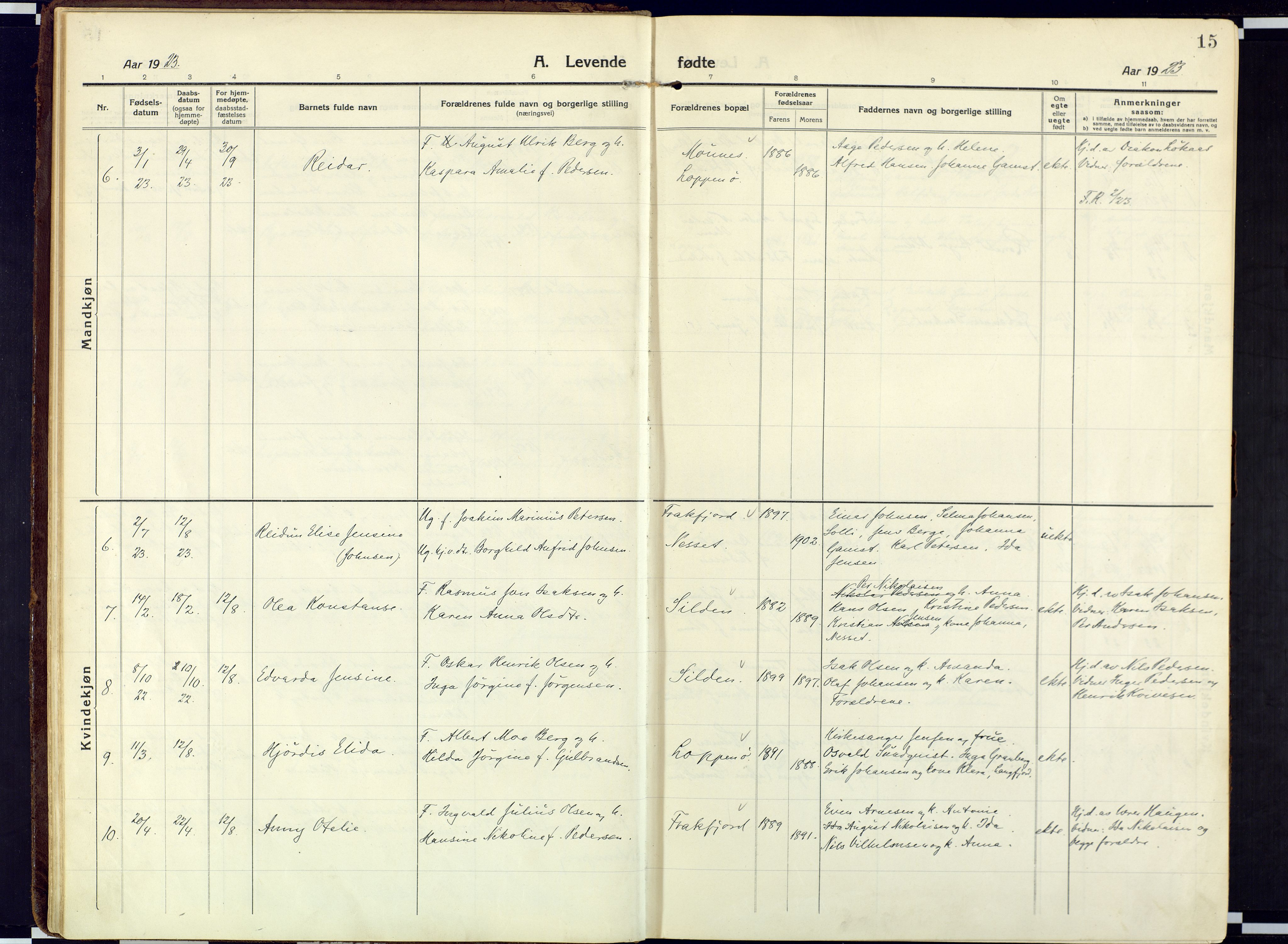Loppa sokneprestkontor, SATØ/S-1339/H/Ha/L0013kirke: Parish register (official) no. 13, 1920-1932, p. 15