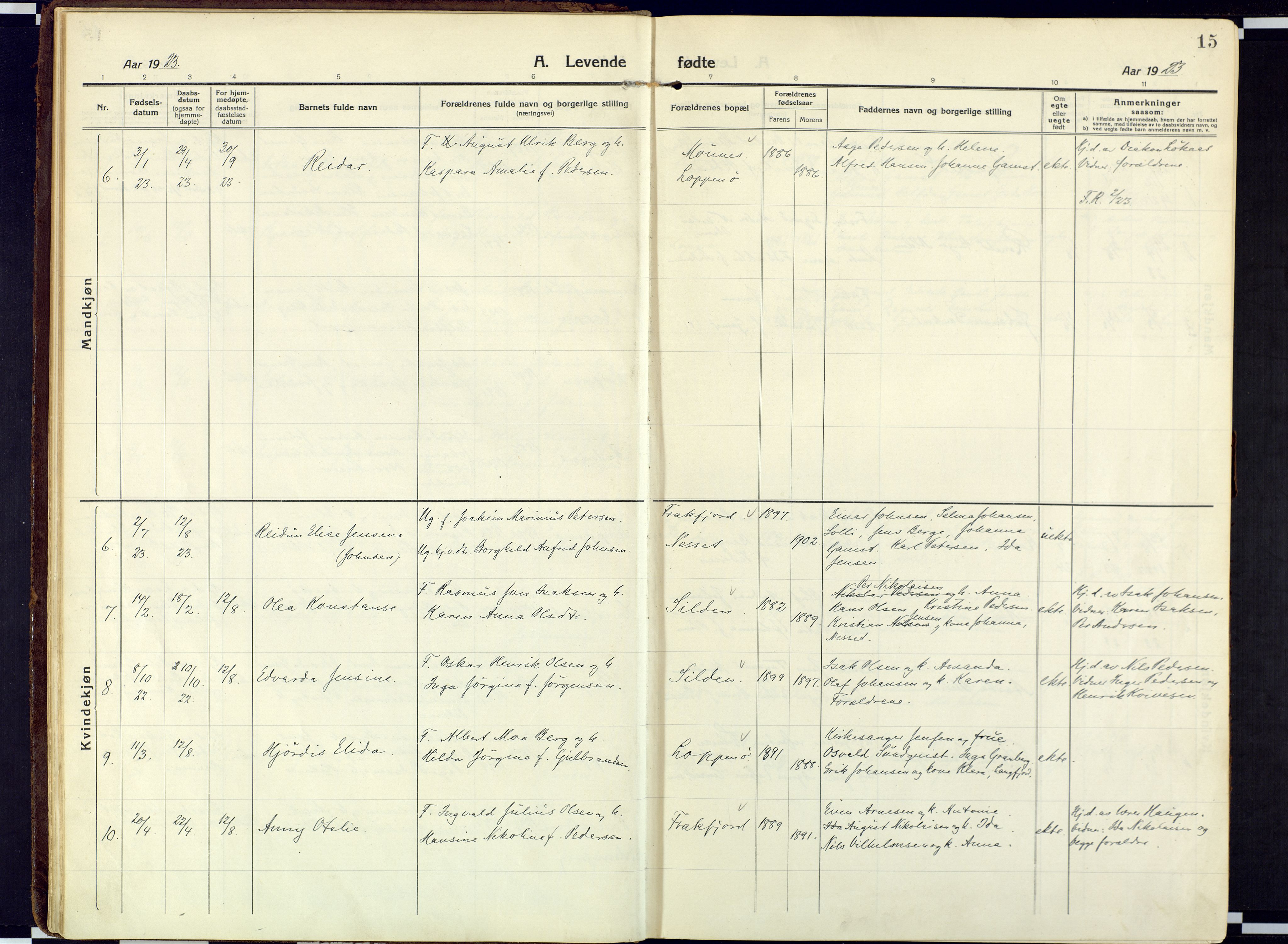 Loppa sokneprestkontor, AV/SATØ-S-1339/H/Ha/L0013kirke: Parish register (official) no. 13, 1920-1932, p. 15