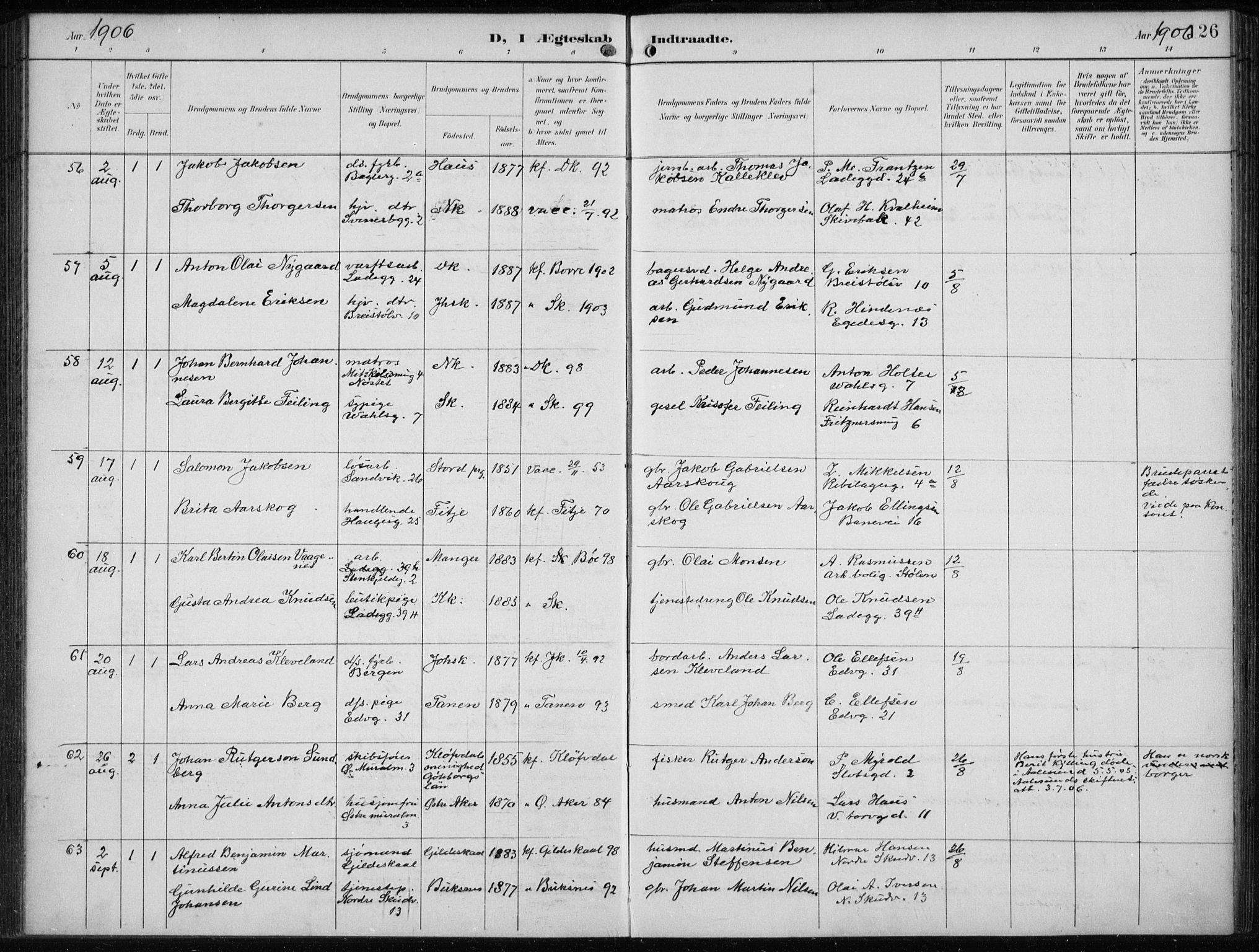 Sandviken Sokneprestembete, AV/SAB-A-77601/H/Ha/L0014: Parish register (official) no. D 1, 1896-1911, p. 126