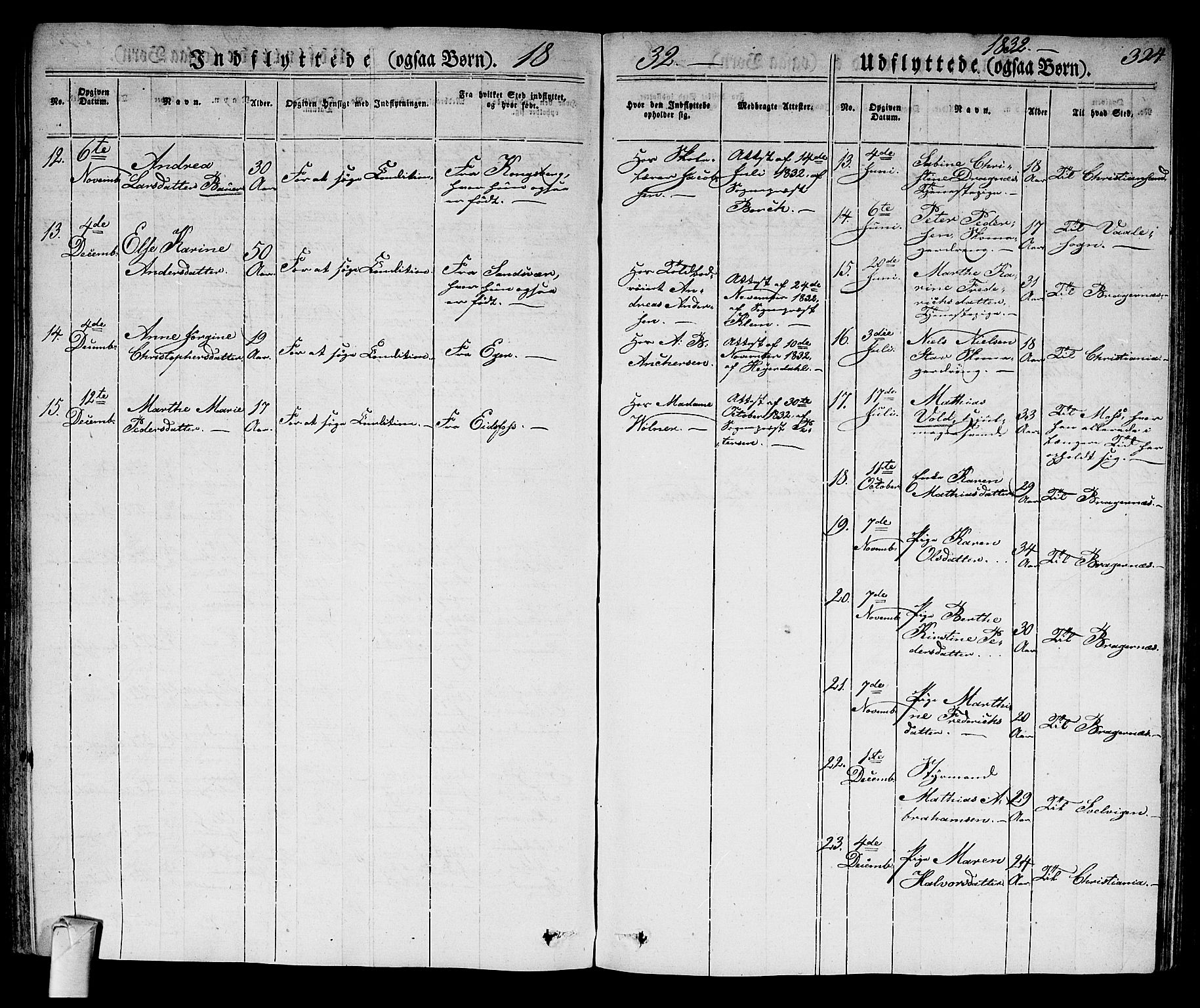 Strømsø kirkebøker, AV/SAKO-A-246/F/Fa/L0012: Parish register (official) no. I 12, 1830-1847, p. 324