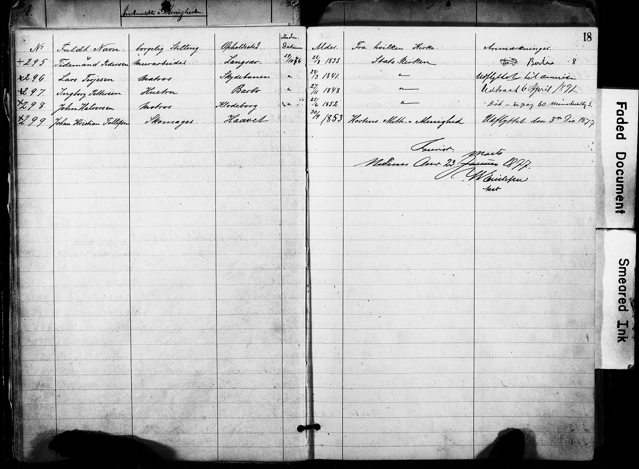 Metodistmenigheten, Arendal, AV/SAK-1292-0011/F/Fa/L0001: Dissenter register no. F-2, 1867-1879, p. 18