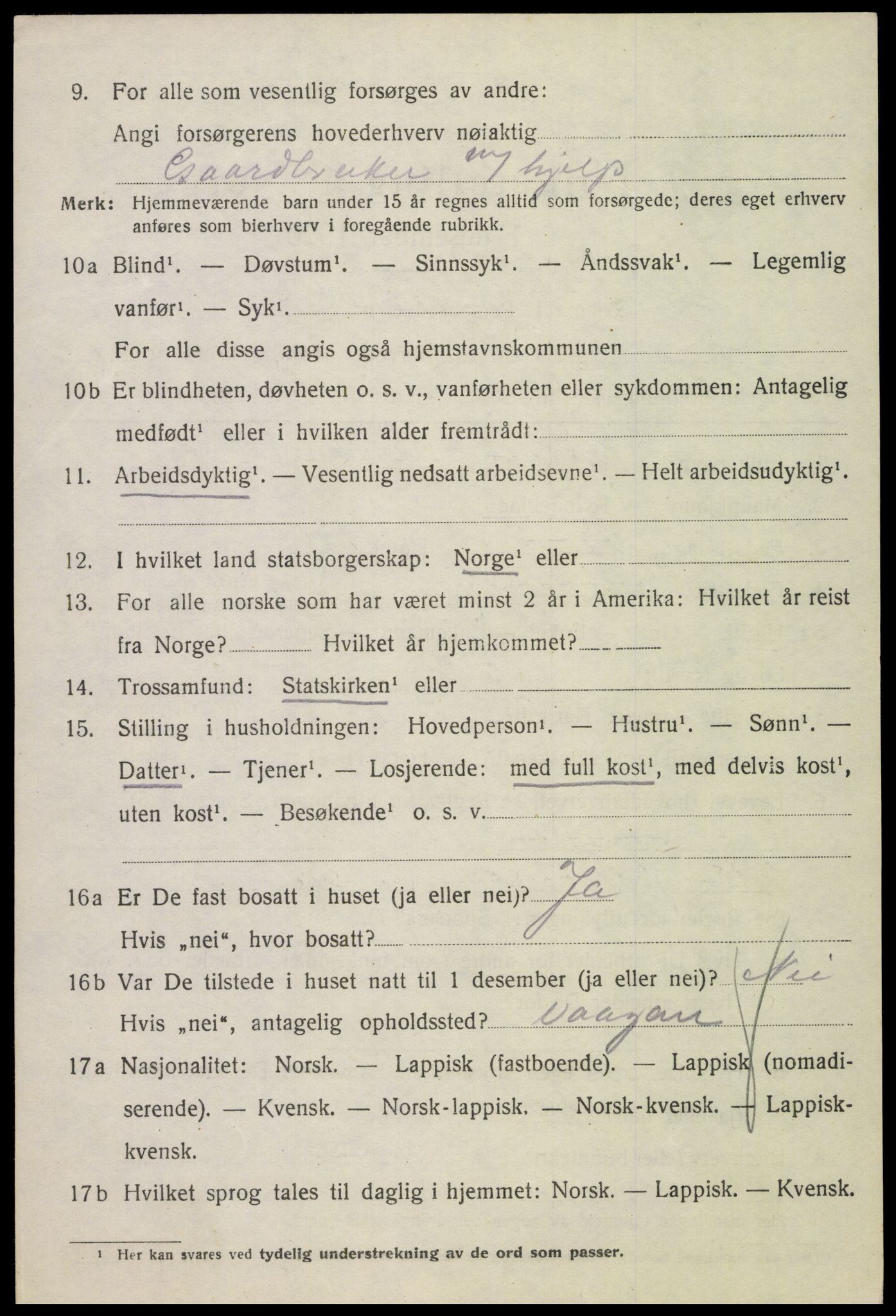 SAT, 1920 census for Gimsøy, 1920, p. 3562