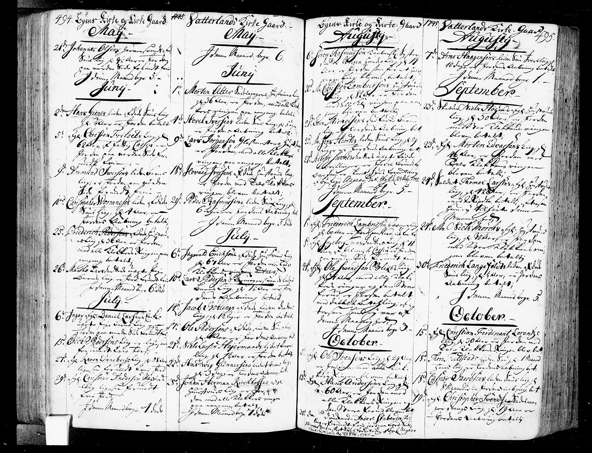 Oslo domkirke Kirkebøker, SAO/A-10752/F/Fa/L0004: Parish register (official) no. 4, 1743-1786, p. 494-495