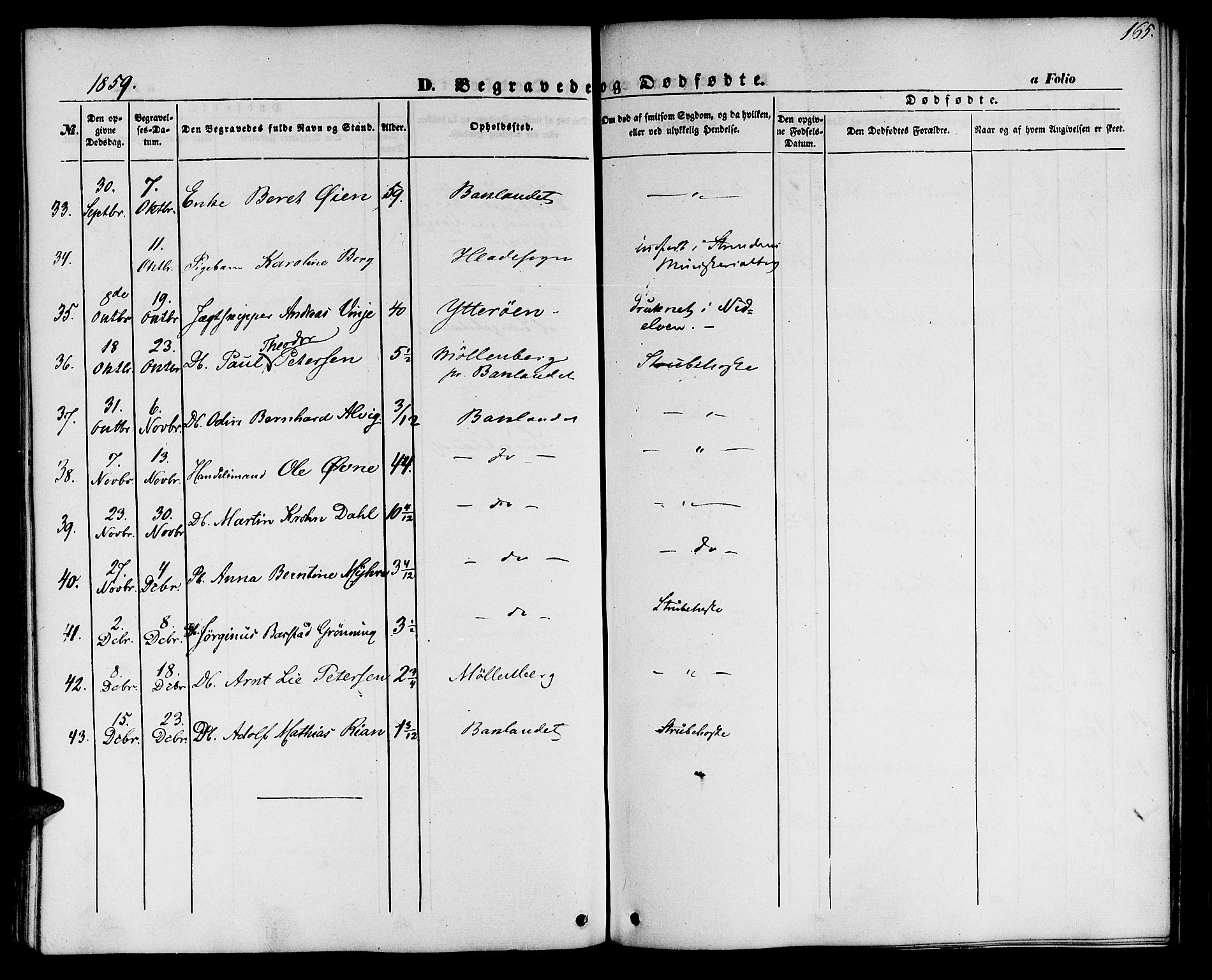 Ministerialprotokoller, klokkerbøker og fødselsregistre - Sør-Trøndelag, SAT/A-1456/604/L0184: Parish register (official) no. 604A05, 1851-1860, p. 165