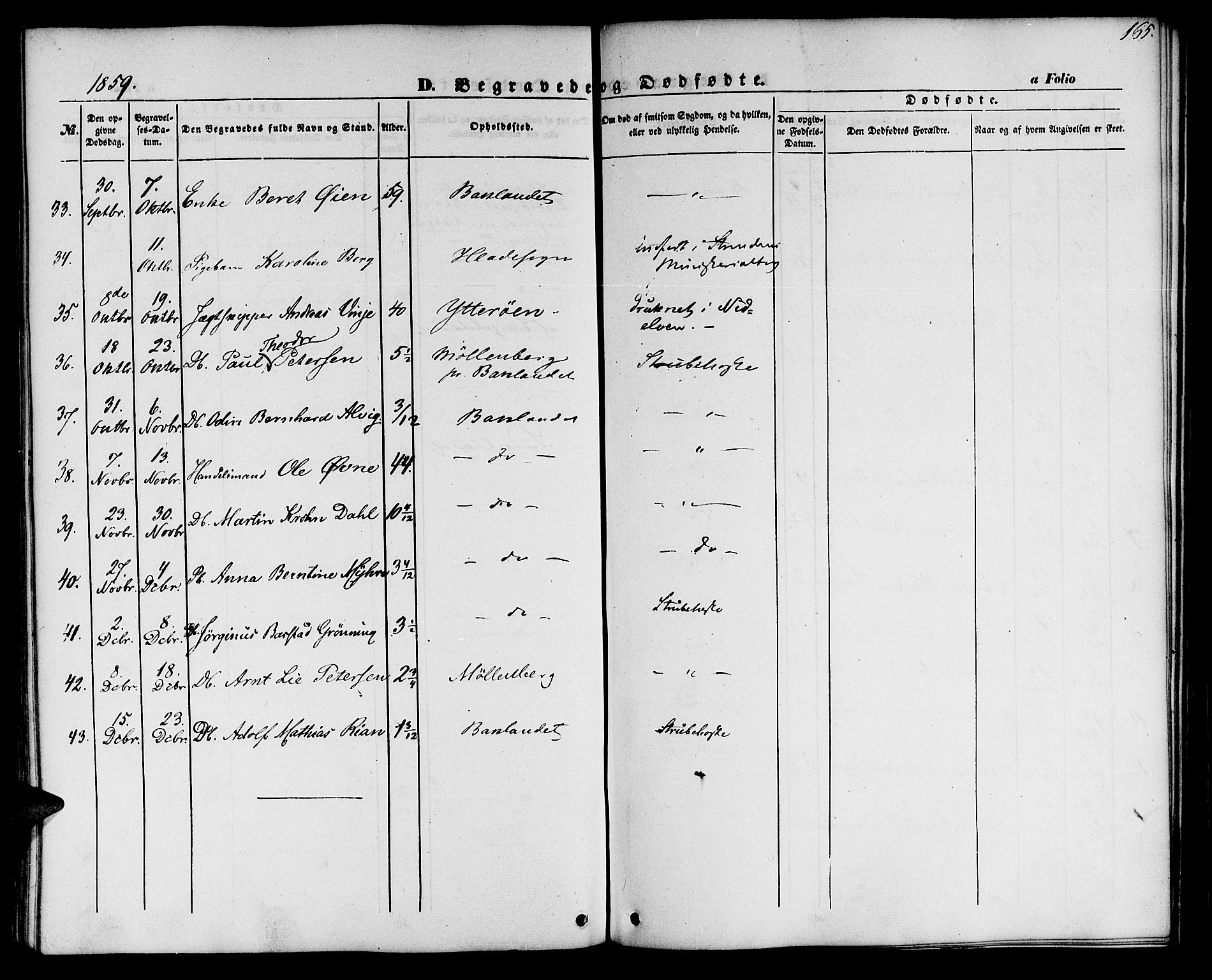 Ministerialprotokoller, klokkerbøker og fødselsregistre - Sør-Trøndelag, AV/SAT-A-1456/604/L0184: Parish register (official) no. 604A05, 1851-1860, p. 165