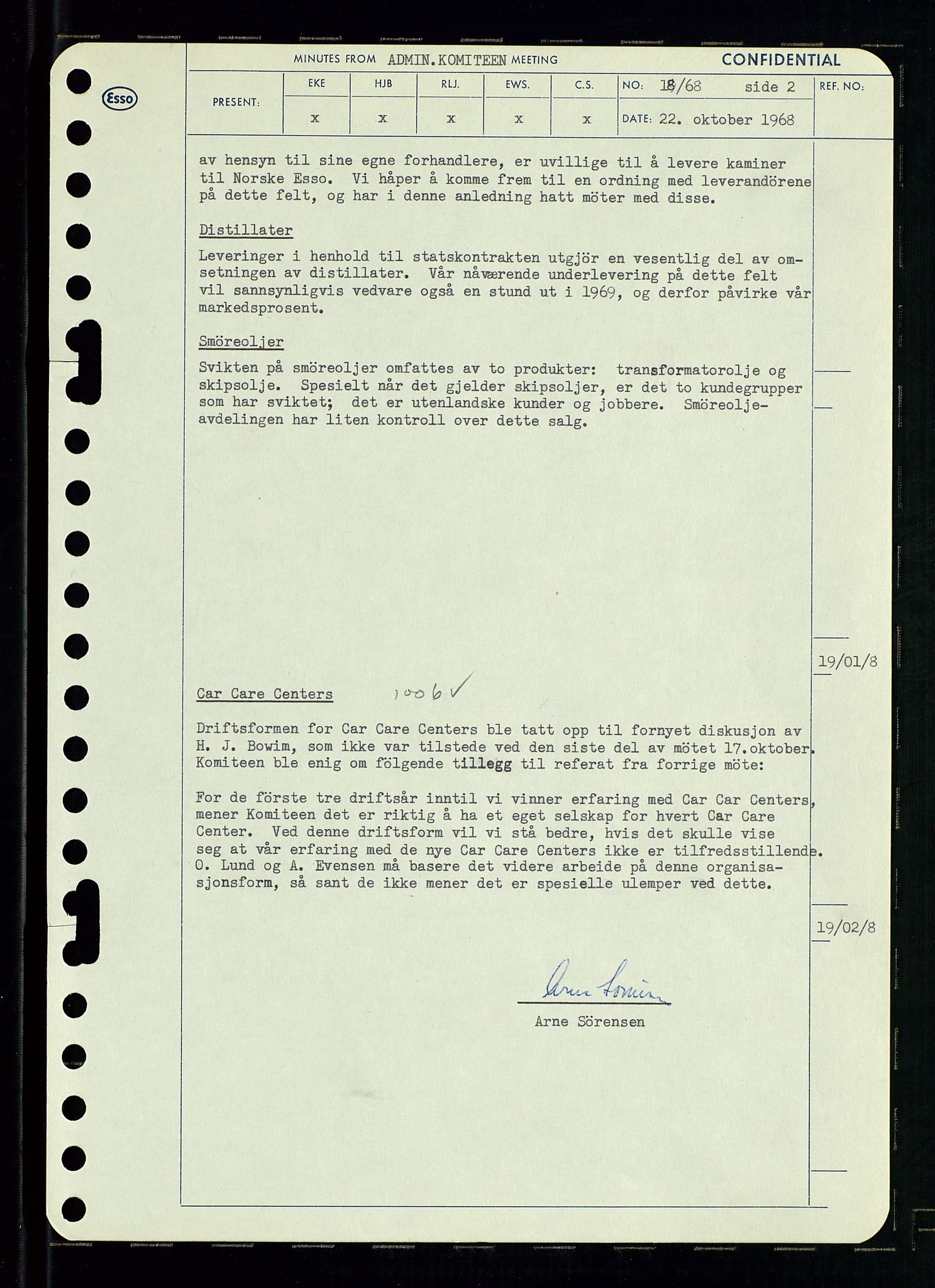 Pa 0982 - Esso Norge A/S, AV/SAST-A-100448/A/Aa/L0002/0004: Den administrerende direksjon Board minutes (styrereferater) / Den administrerende direksjon Board minutes (styrereferater), 1968, p. 99