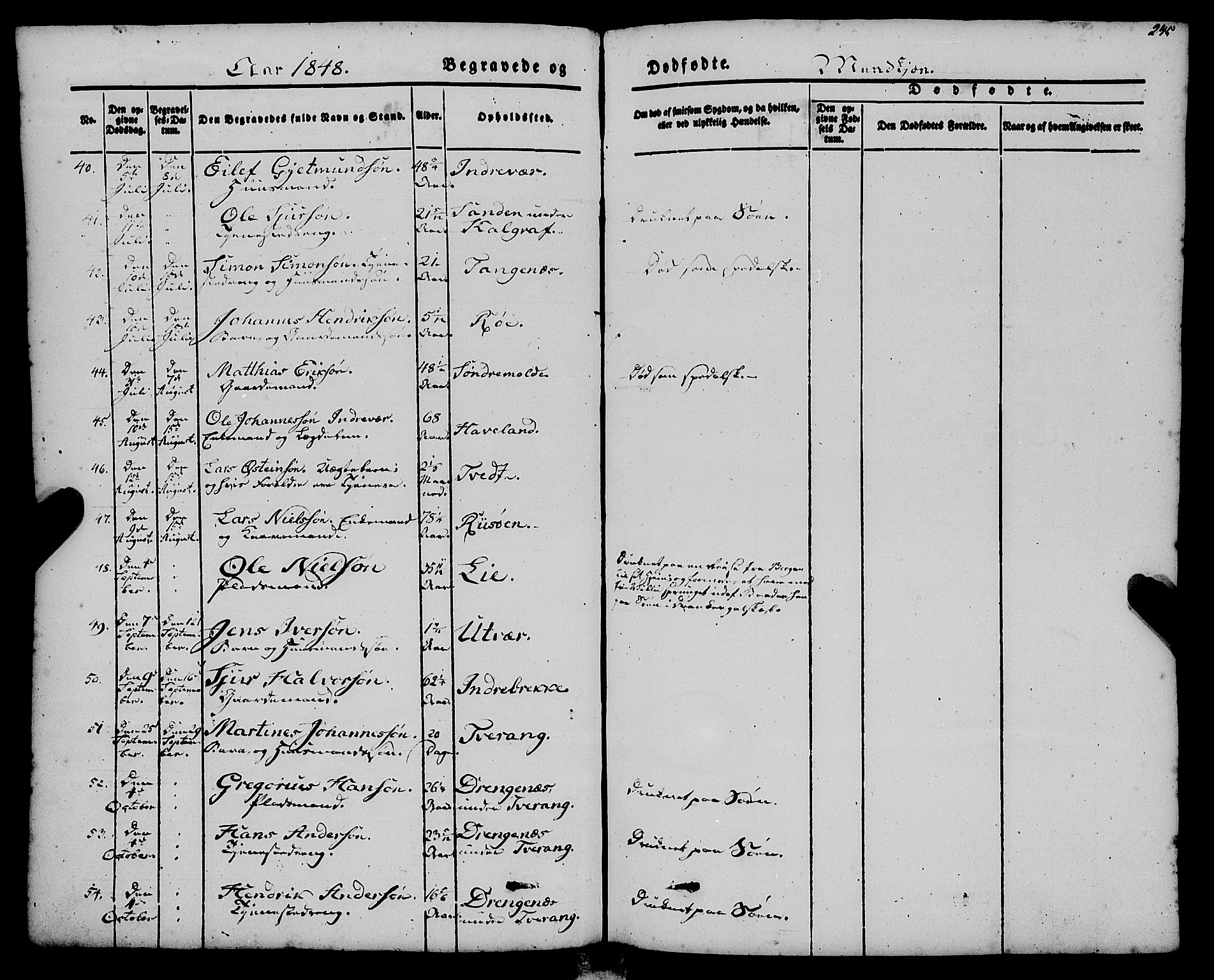 Gulen sokneprestembete, AV/SAB-A-80201/H/Haa/Haaa/L0021: Parish register (official) no. A 21, 1848-1858, p. 245