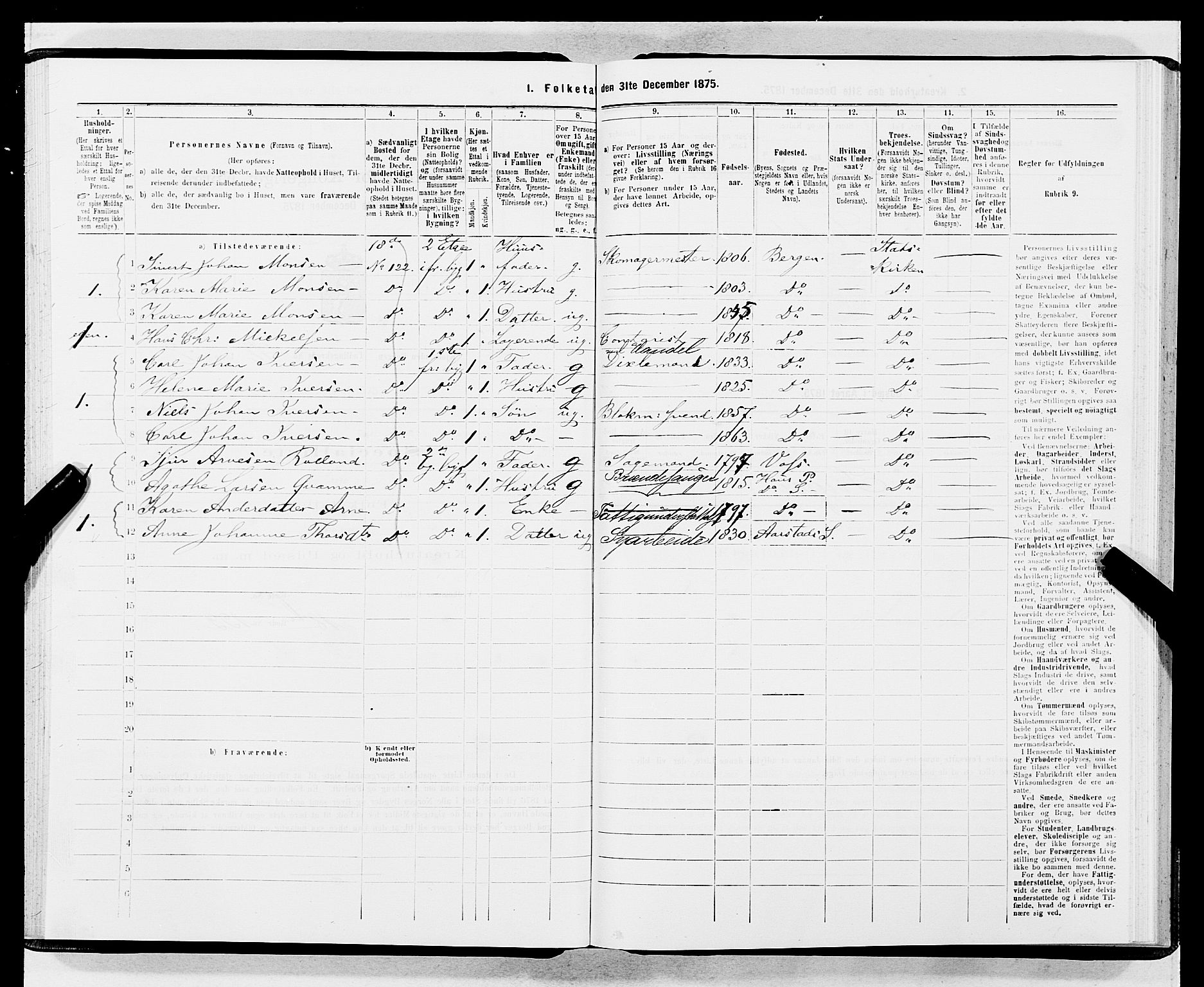 SAB, 1875 census for 1301 Bergen, 1875, p. 4185