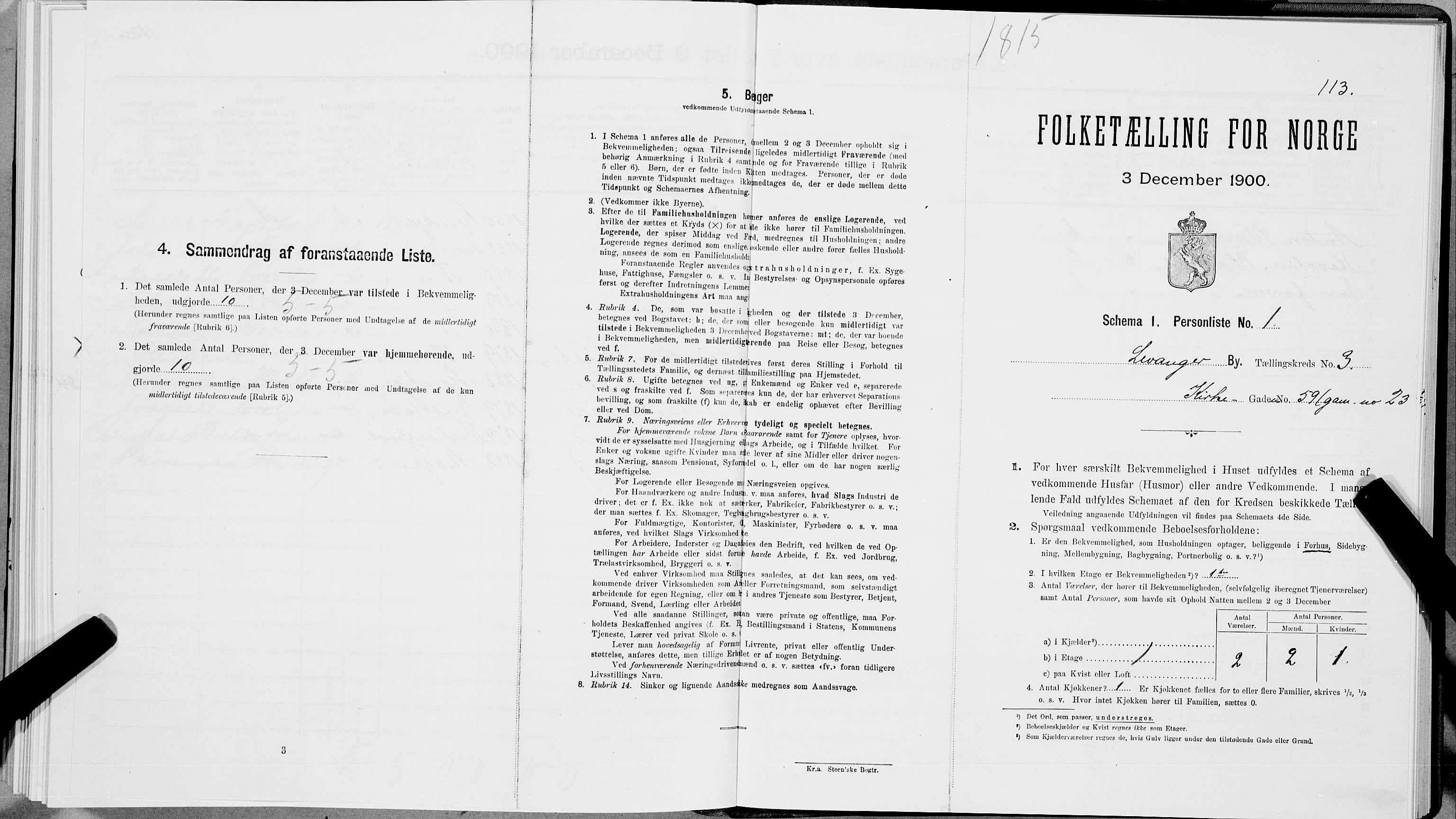 SAT, 1900 census for Levanger, 1900, p. 456
