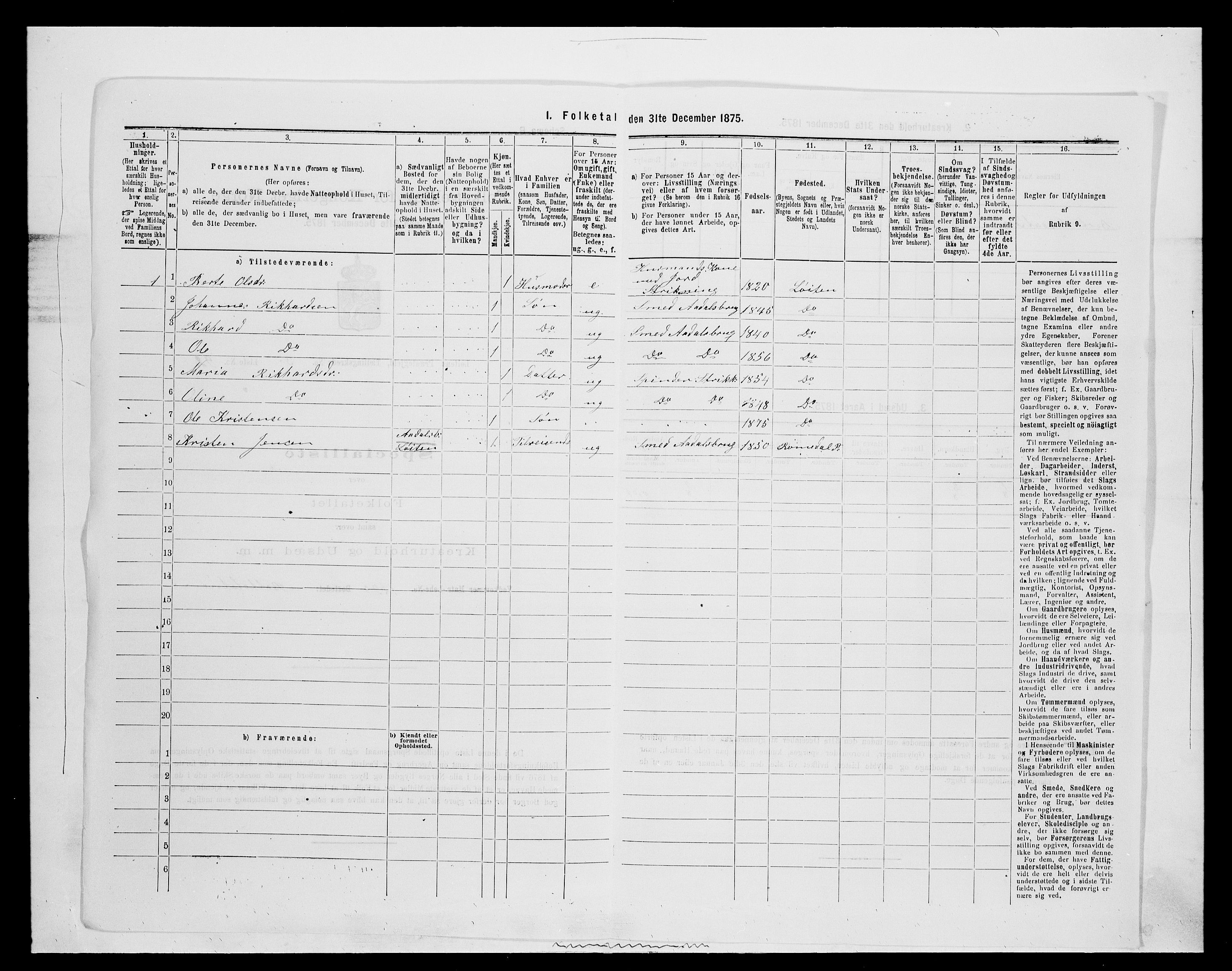 SAH, 1875 census for 0415P Løten, 1875, p. 828