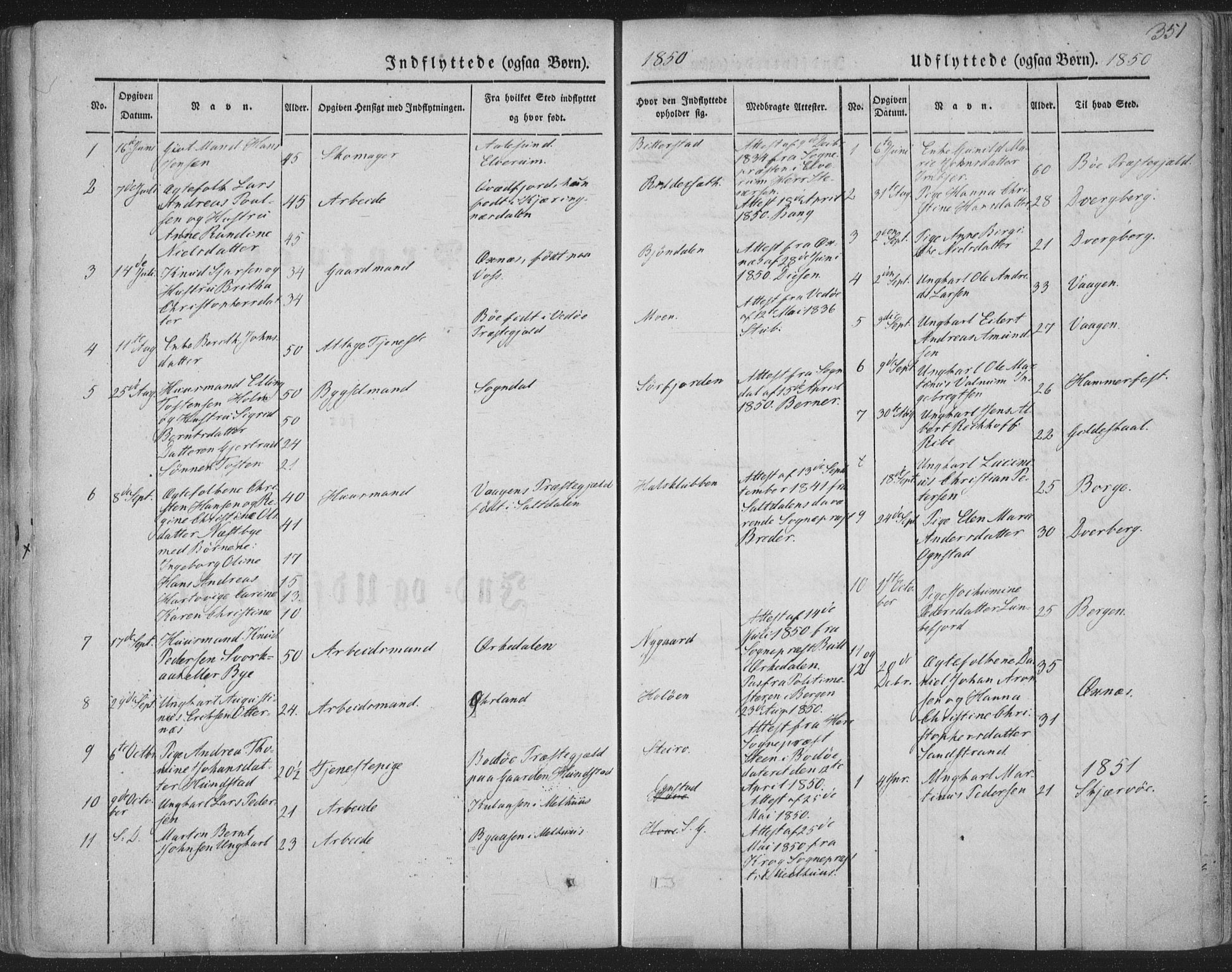 Ministerialprotokoller, klokkerbøker og fødselsregistre - Nordland, AV/SAT-A-1459/888/L1241: Parish register (official) no. 888A07, 1849-1869, p. 351