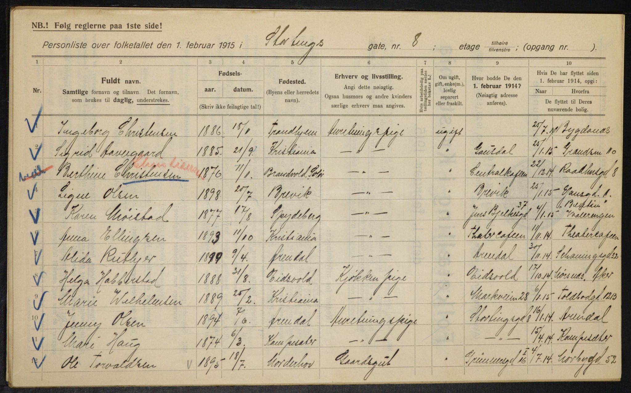 OBA, Municipal Census 1915 for Kristiania, 1915, p. 103691