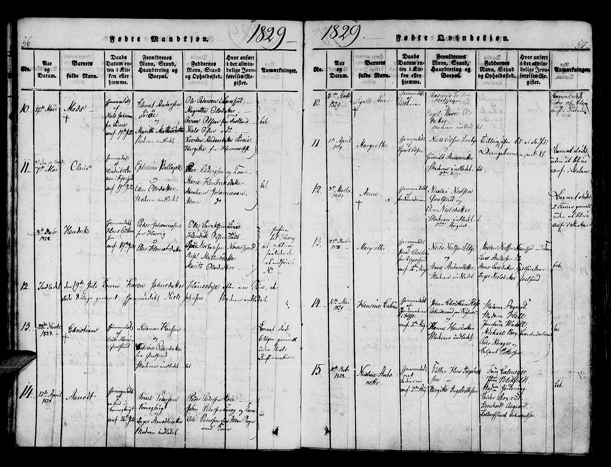 Hammerfest sokneprestkontor, SATØ/S-1347/H/Ha/L0003.kirke: Parish register (official) no. 3, 1821-1842, p. 56-57