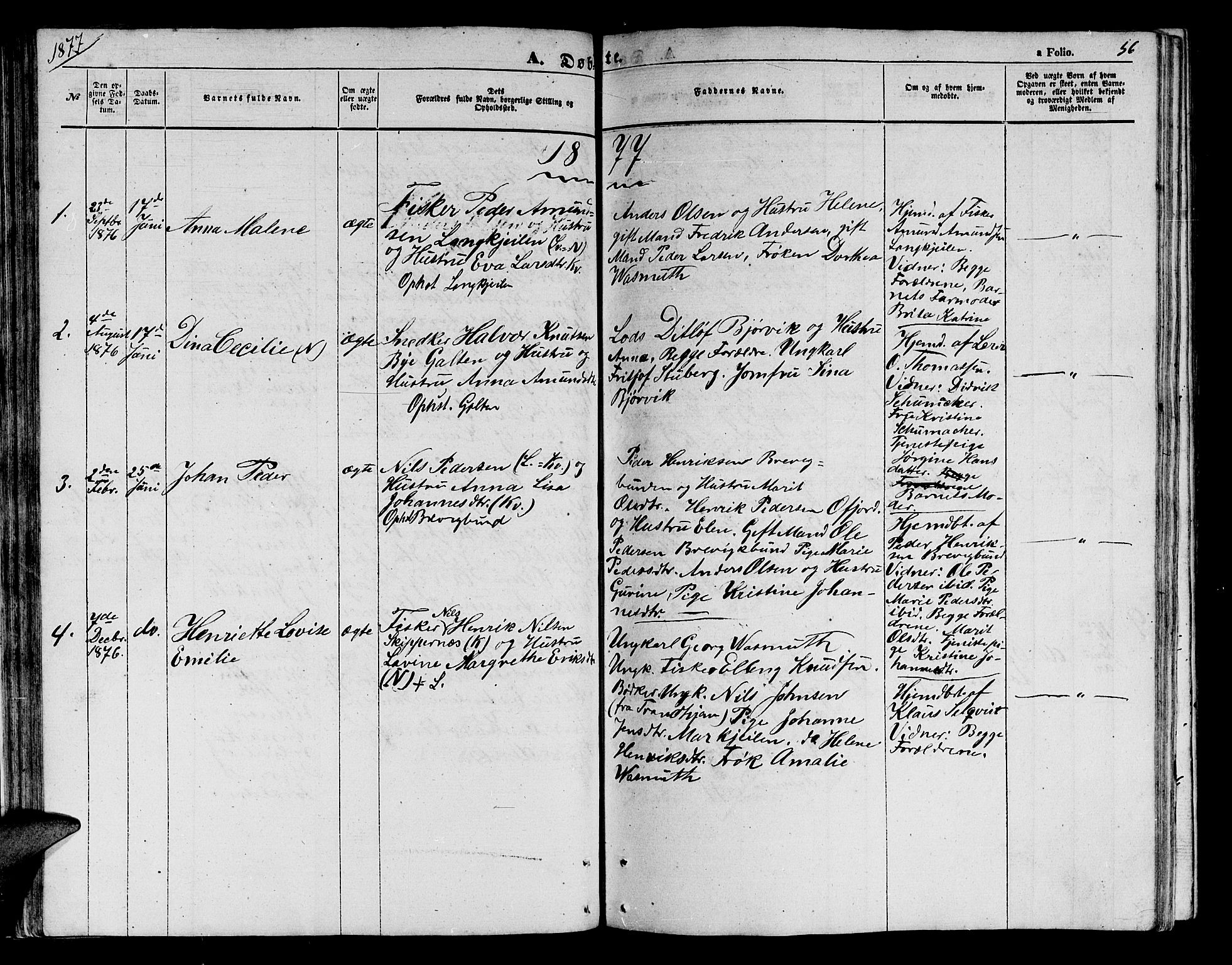 Loppa sokneprestkontor, SATØ/S-1339/H/Hb/L0003klokker: Parish register (copy) no. 3, 1853-1880, p. 56