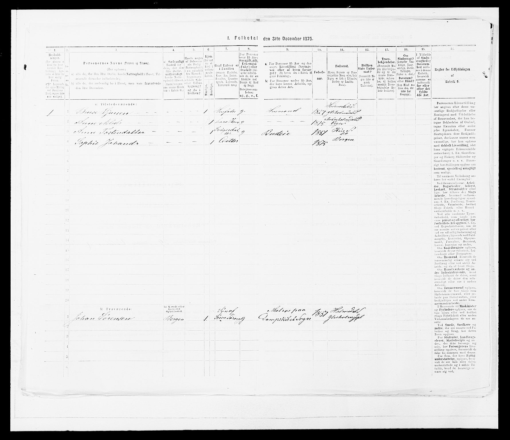 SAB, 1875 census for 1429P Ytre Holmedal, 1875, p. 273