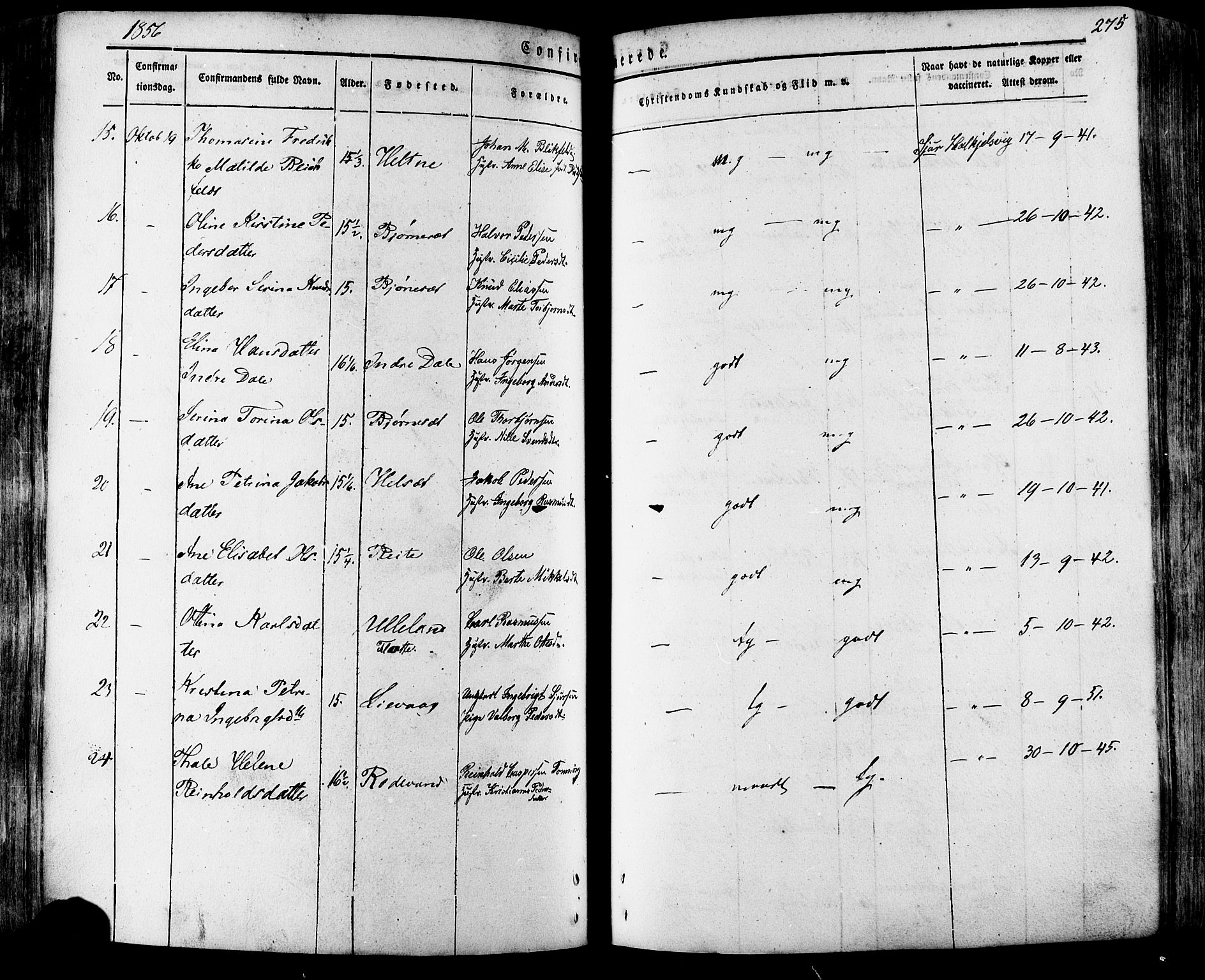 Ministerialprotokoller, klokkerbøker og fødselsregistre - Møre og Romsdal, SAT/A-1454/511/L0140: Parish register (official) no. 511A07, 1851-1878, p. 275