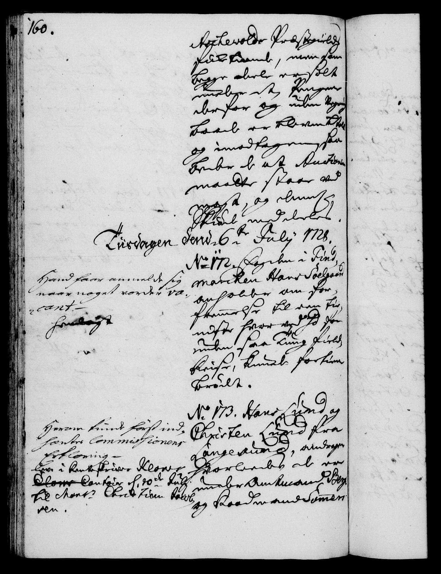 Rentekammeret, Kammerkanselliet, RA/EA-3111/G/Gh/Gha/L0010: Norsk ekstraktmemorialprotokoll (merket RK 53.55), 1728, p. 160
