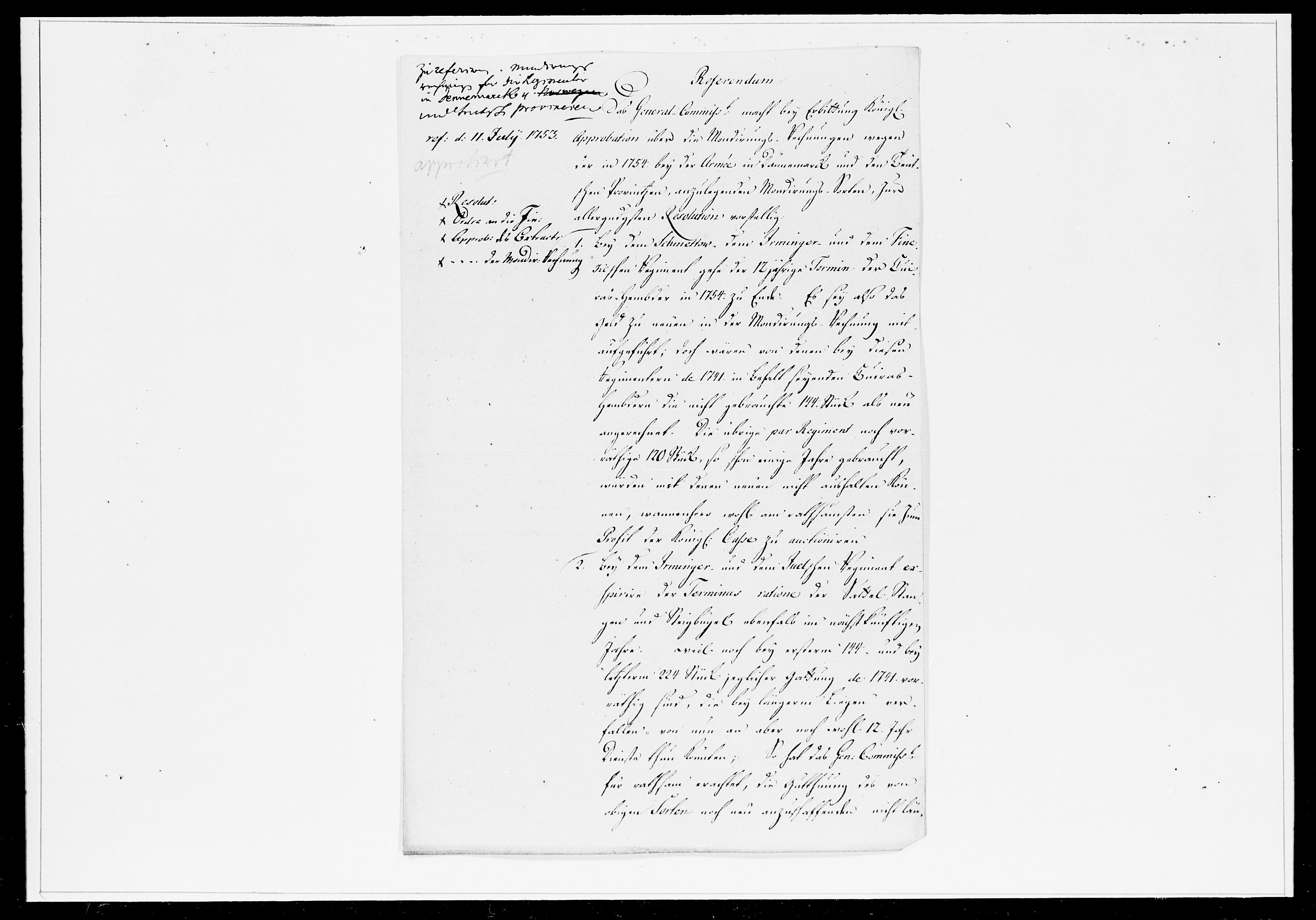 Krigskollegiet, Krigskancelliet, DRA/A-0006/-/1241-1247: Refererede sager, 1753, p. 229