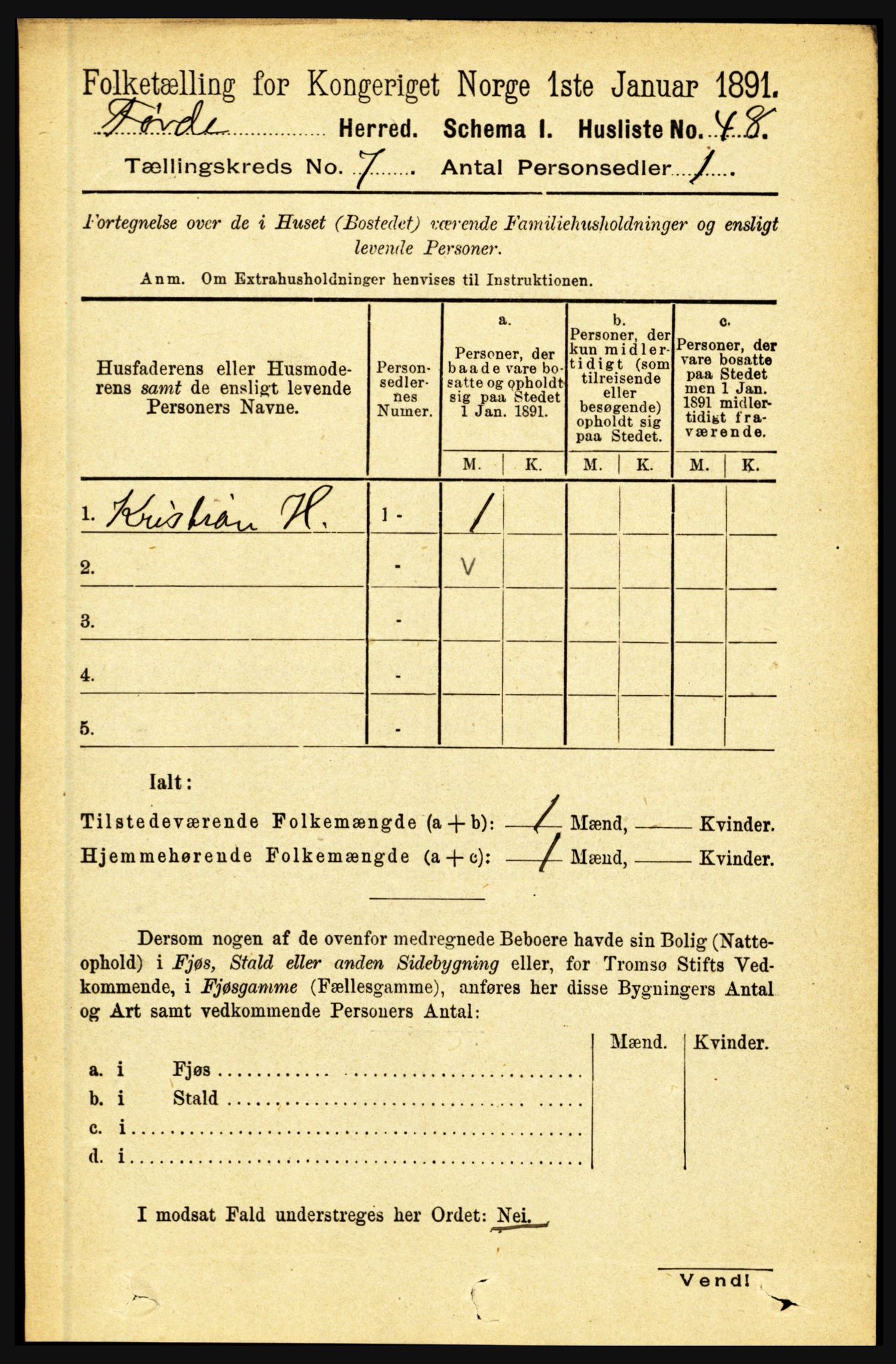 RA, 1891 census for 1432 Førde, 1891, p. 2492