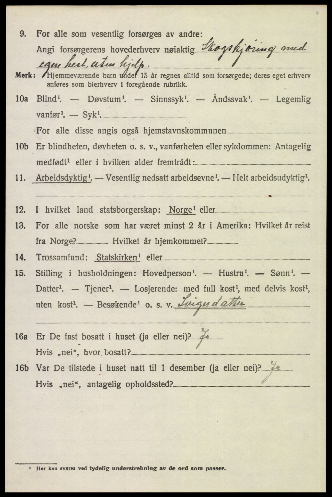 SAH, 1920 census for Trysil, 1920, p. 3484
