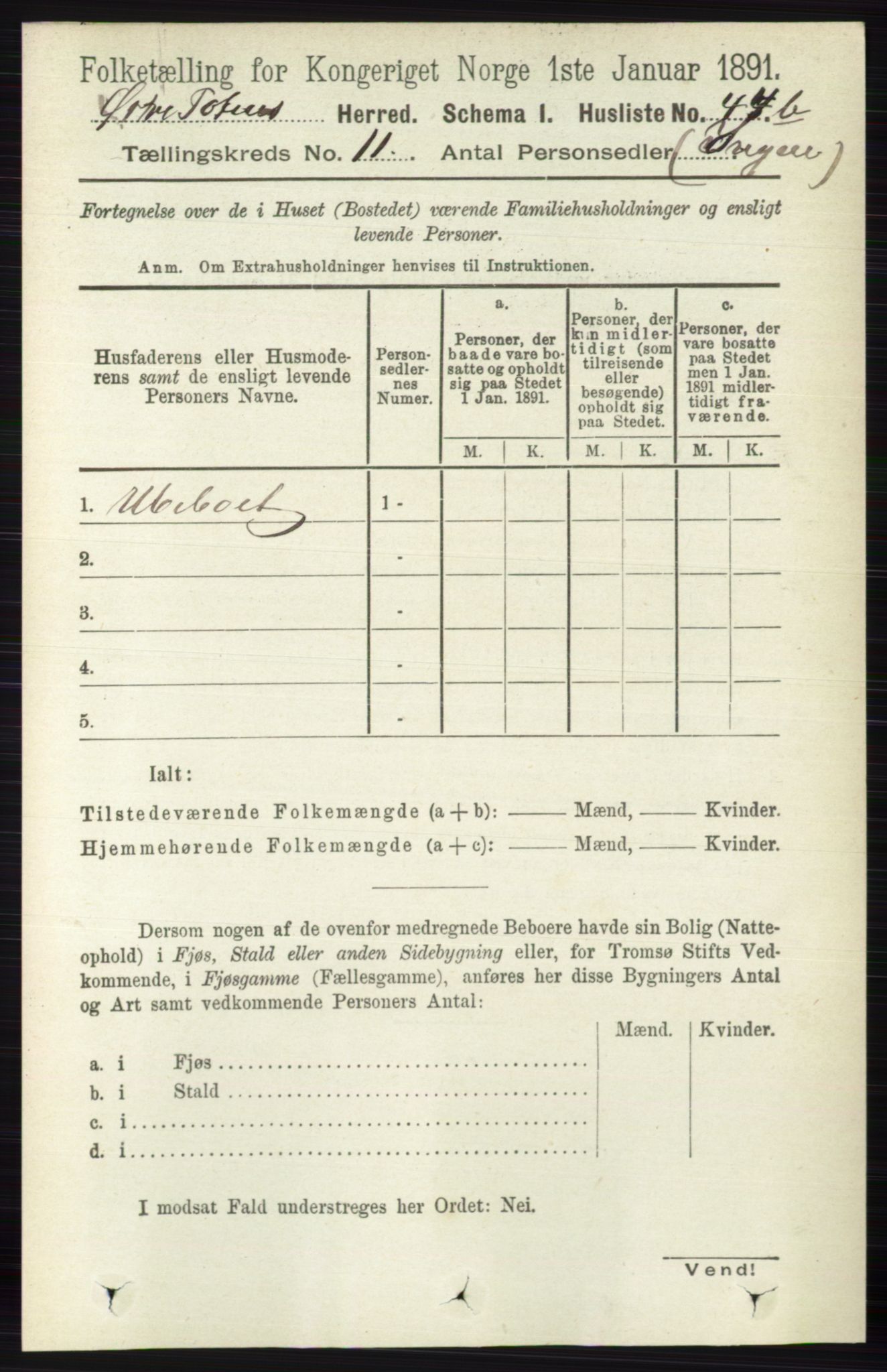 RA, 1891 census for 0528 Østre Toten, 1891, p. 6853