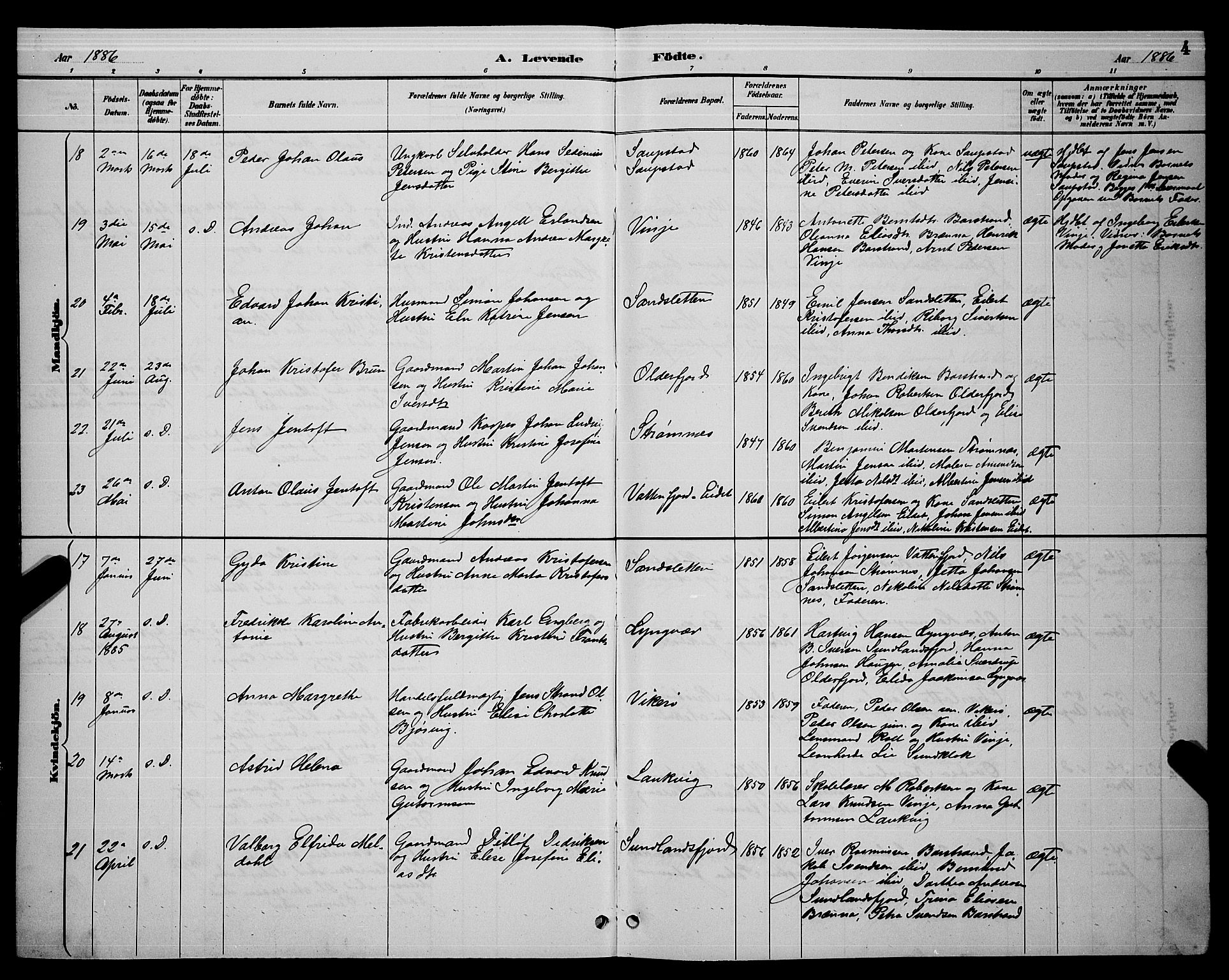 Ministerialprotokoller, klokkerbøker og fødselsregistre - Nordland, AV/SAT-A-1459/876/L1104: Parish register (copy) no. 876C03, 1886-1896, p. 4