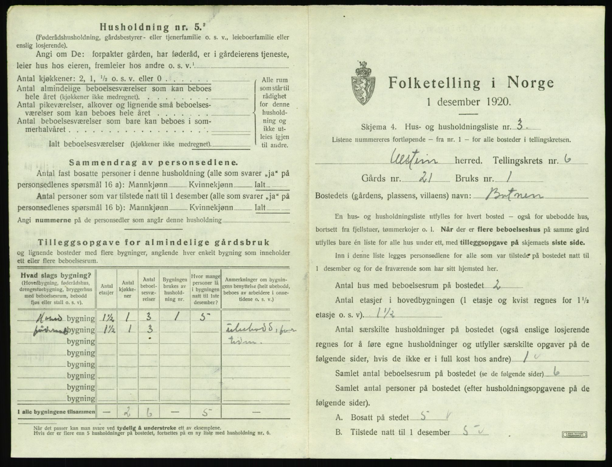 SAT, 1920 census for Ulstein, 1920, p. 448