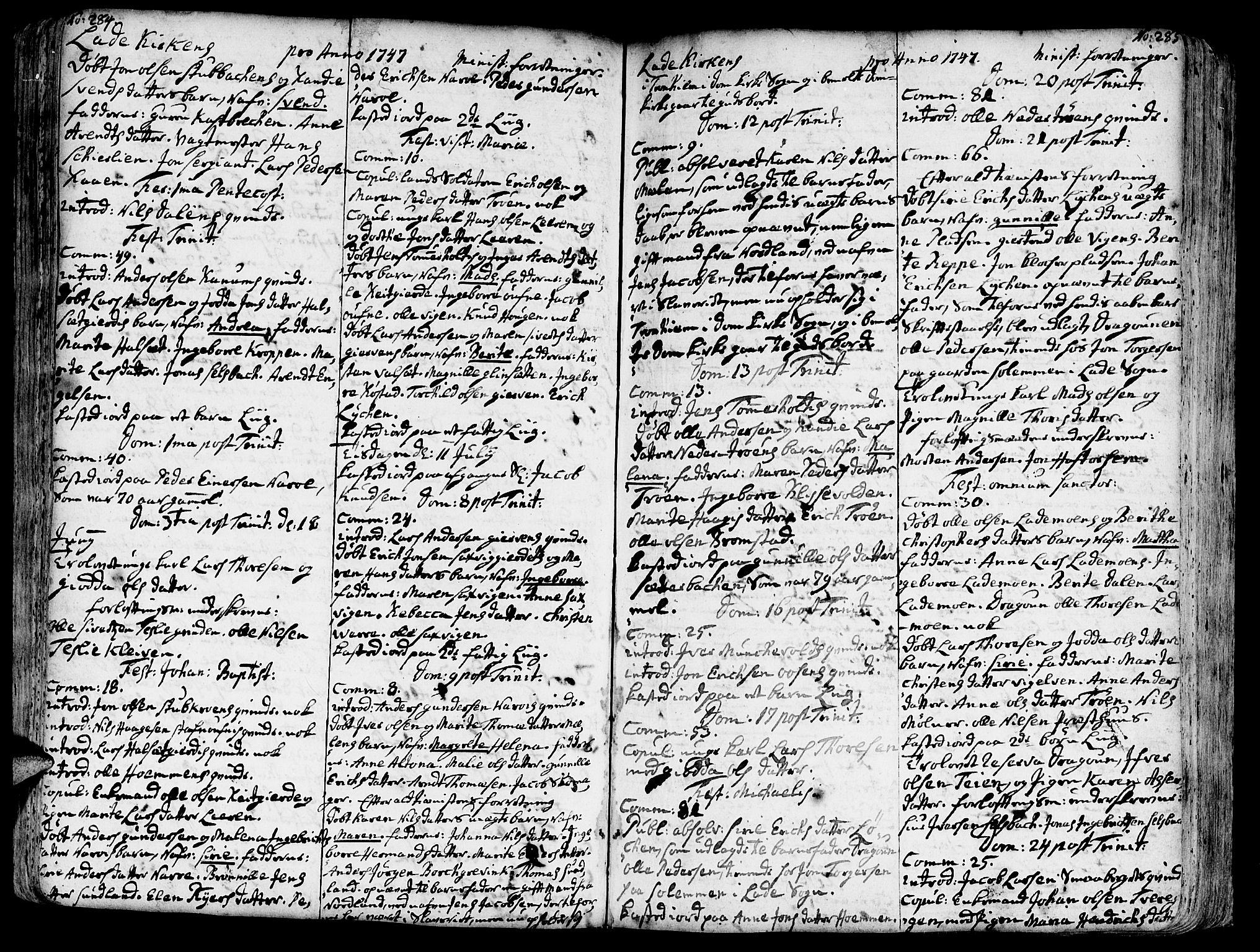 Ministerialprotokoller, klokkerbøker og fødselsregistre - Sør-Trøndelag, SAT/A-1456/606/L0275: Parish register (official) no. 606A01 /1, 1727-1780, p. 284-285