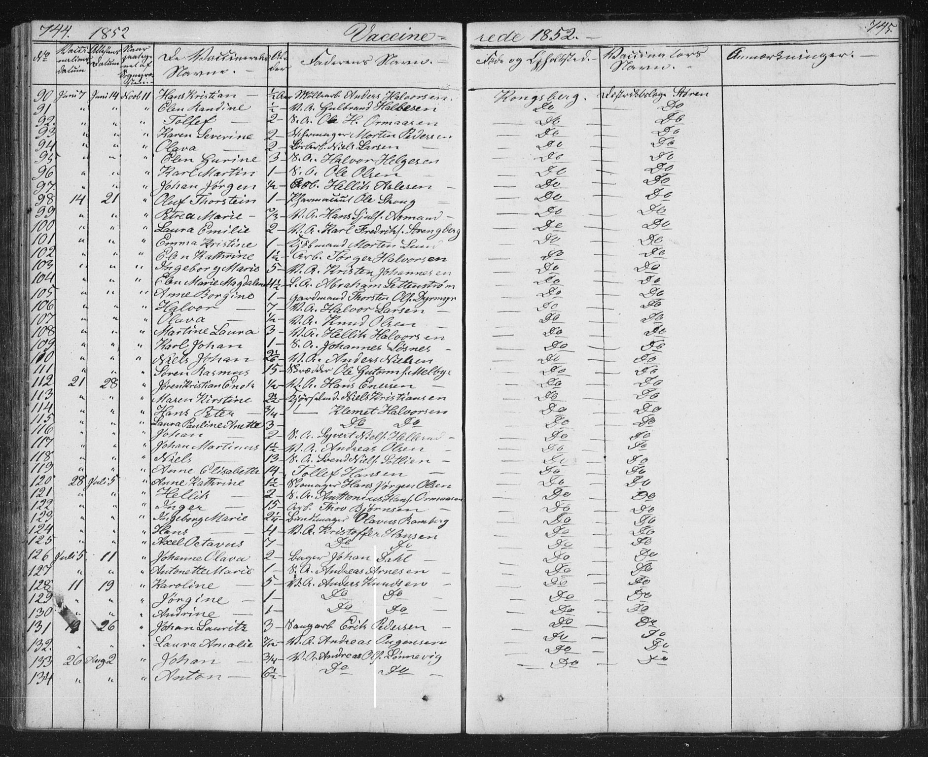 Kongsberg kirkebøker, SAKO/A-22/G/Ga/L0002: Parish register (copy) no. 2, 1839-1858, p. 744-745
