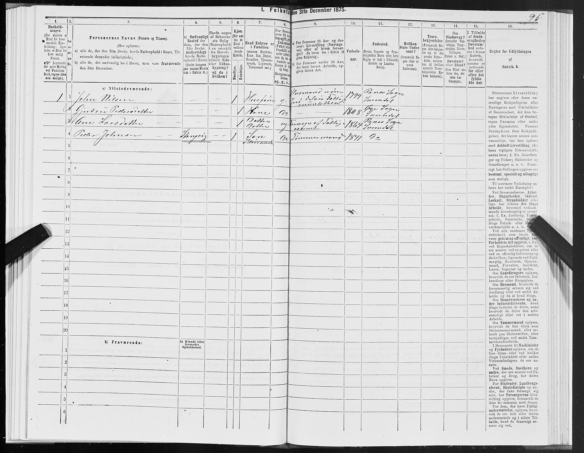 SAT, 1875 census for 1566P Surnadal, 1875, p. 3095