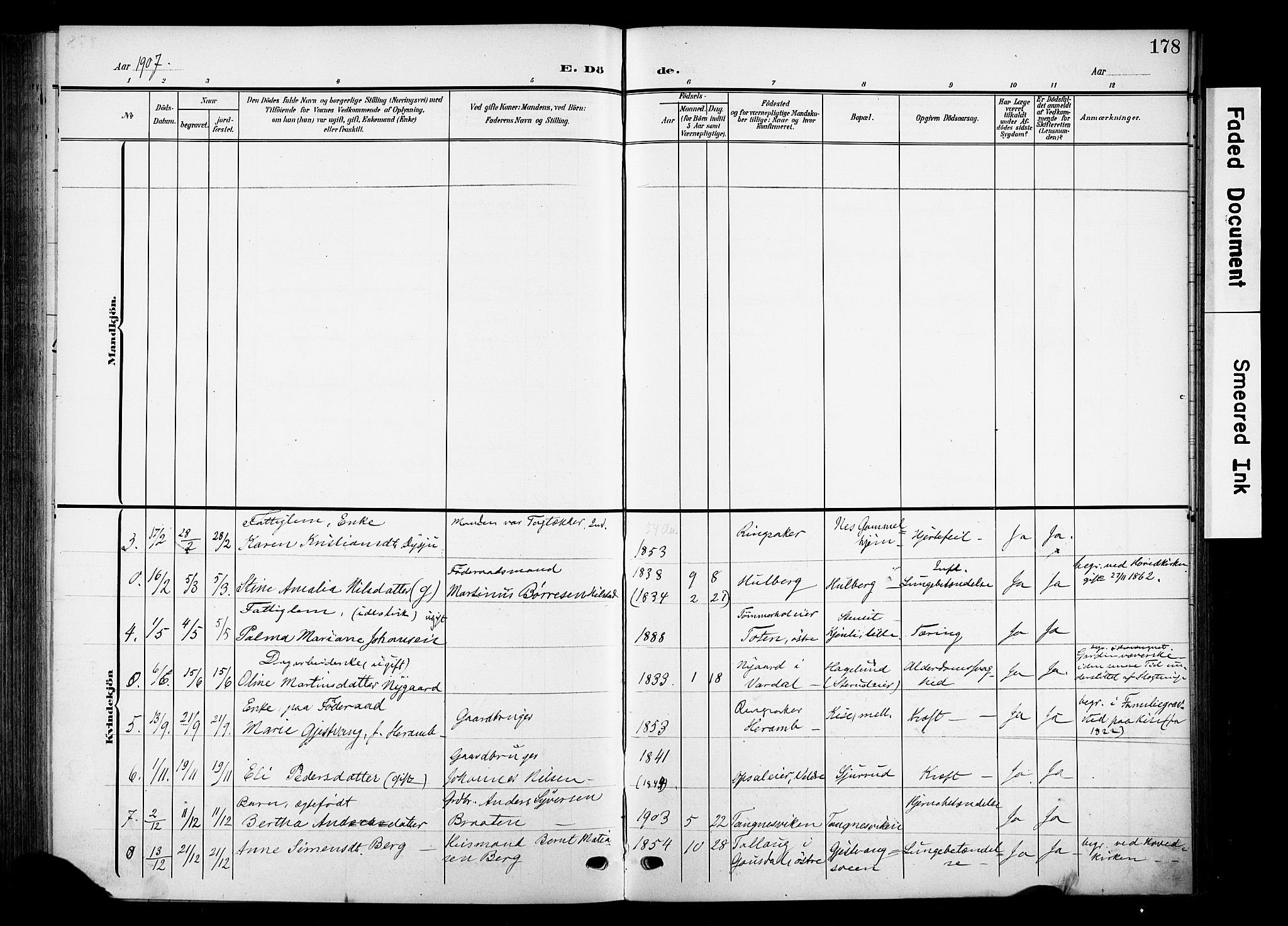 Nes prestekontor, Hedmark, SAH/PREST-020/K/Ka/L0013: Parish register (official) no. 13, 1906-1924, p. 178