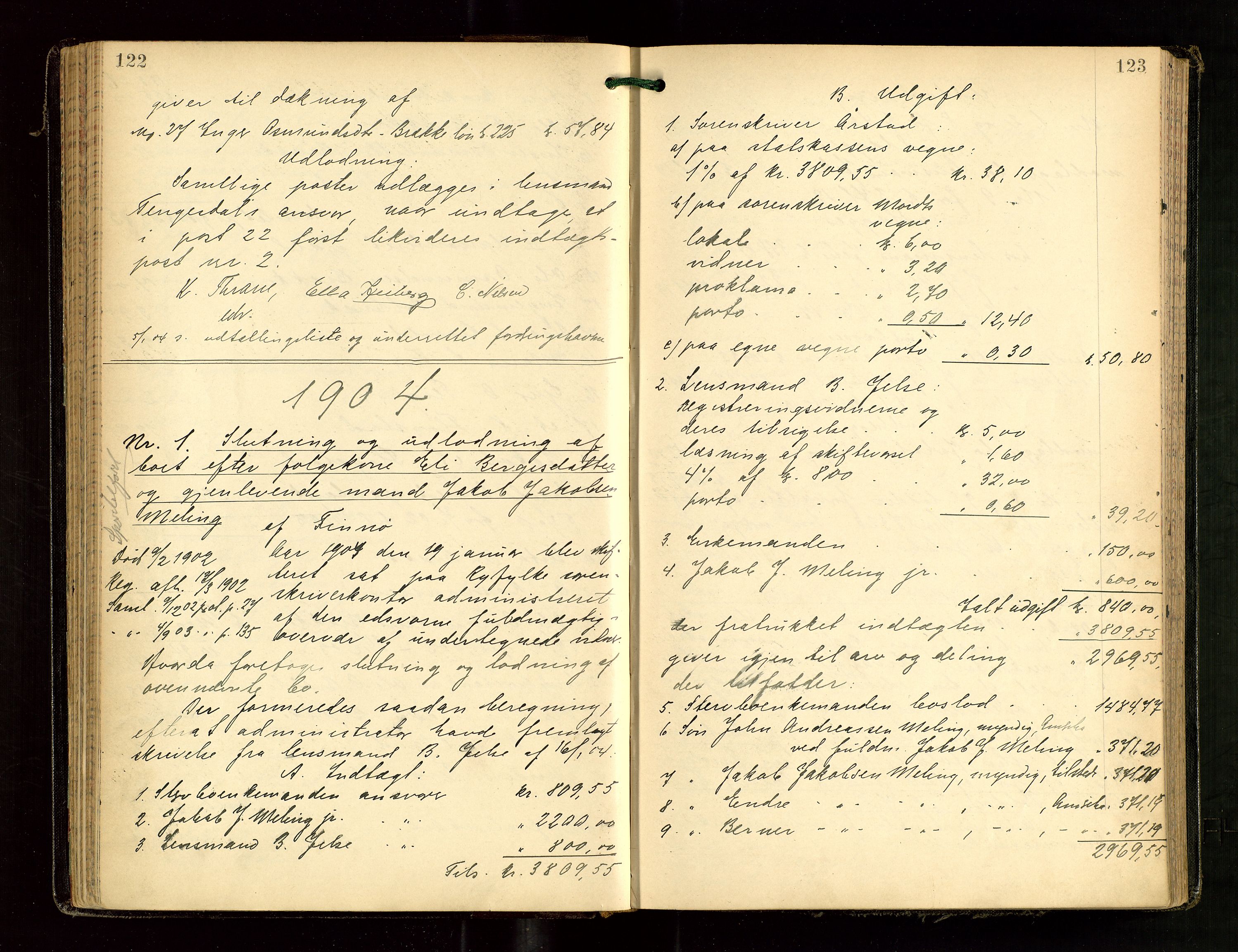 Ryfylke tingrett, AV/SAST-A-100055/001/IV/IVG/L0002: Skifteutlodningsprotokoll Med register, 1903-1907, p. 122-123