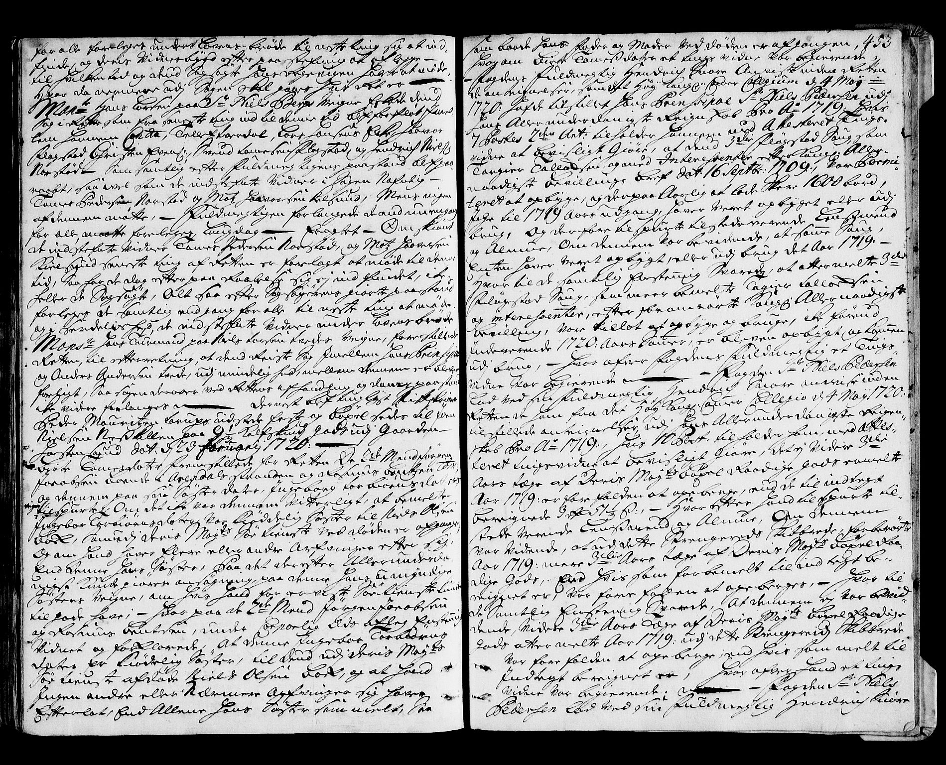 Nedenes sorenskriveri før 1824, SAK/1221-0007/F/Fa/L0018: Tingbok med register nr 13, 1717-1720, p. 452b-453a