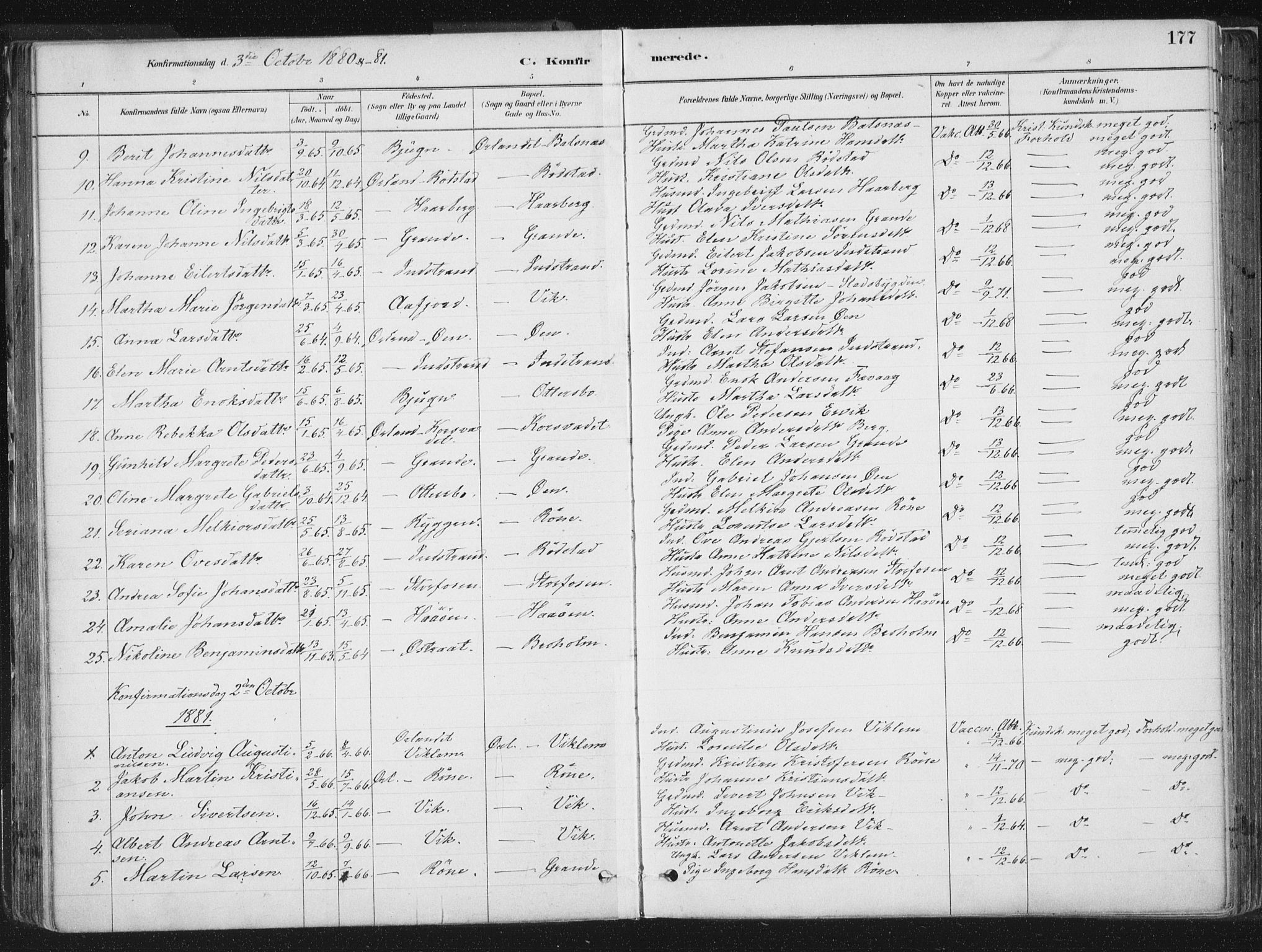 Ministerialprotokoller, klokkerbøker og fødselsregistre - Sør-Trøndelag, SAT/A-1456/659/L0739: Parish register (official) no. 659A09, 1879-1893, p. 177