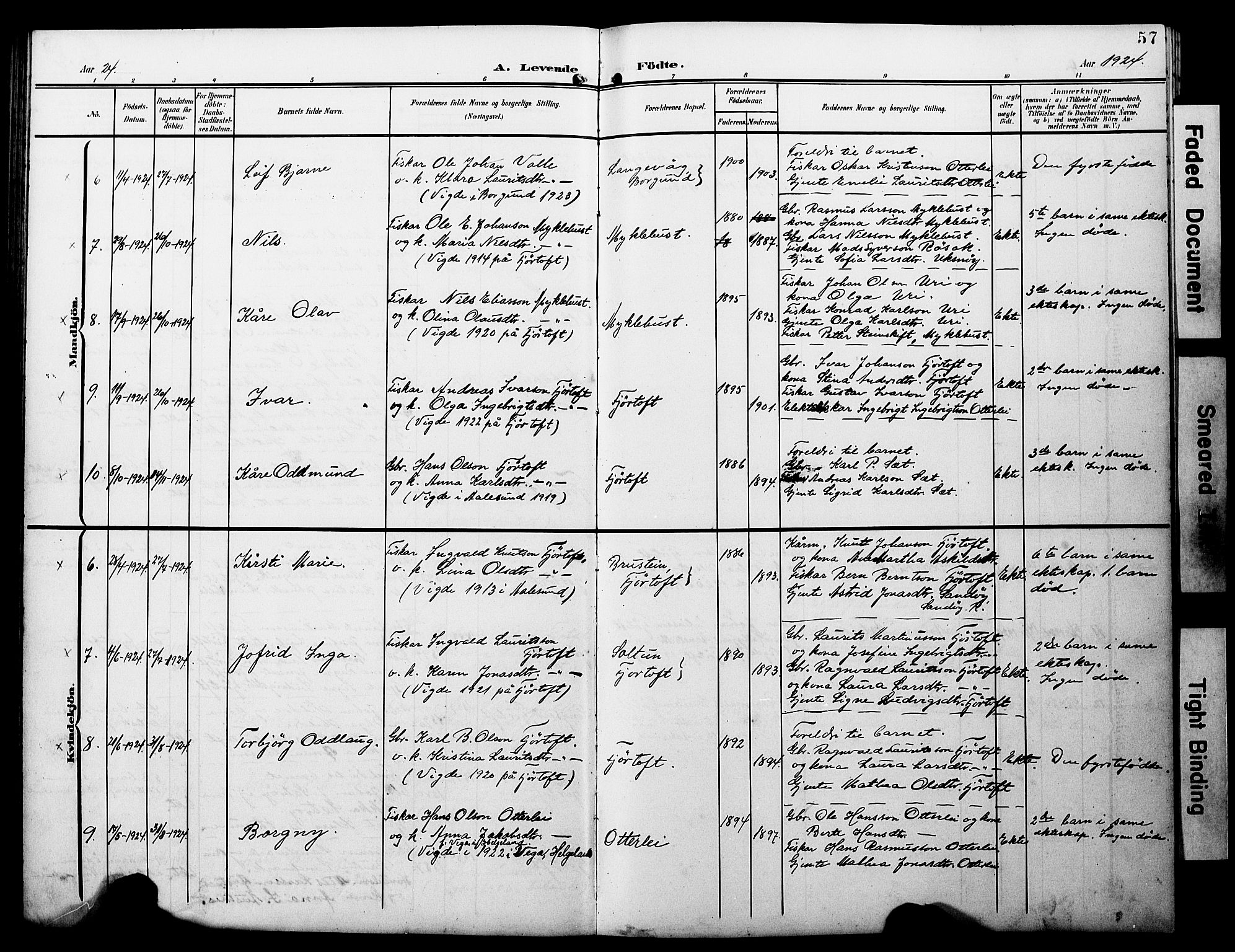 Ministerialprotokoller, klokkerbøker og fødselsregistre - Møre og Romsdal, AV/SAT-A-1454/538/L0524: Parish register (copy) no. 538C02, 1901-1931, p. 57