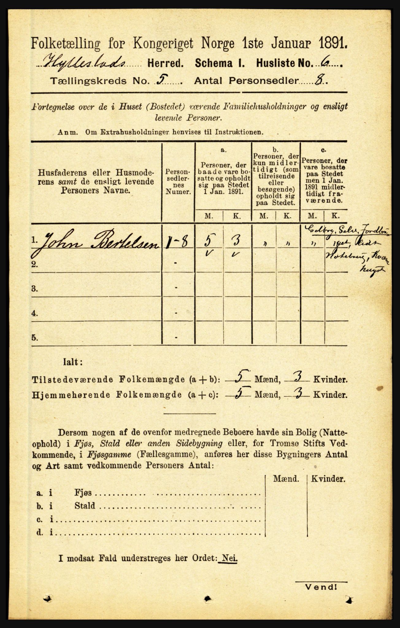 RA, 1891 census for 1413 Hyllestad, 1891, p. 781