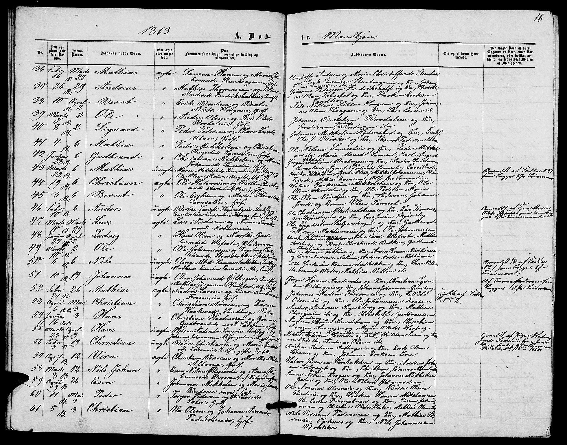 Ringsaker prestekontor, AV/SAH-PREST-014/L/La/L0007: Parish register (copy) no. 7, 1861-1869, p. 16