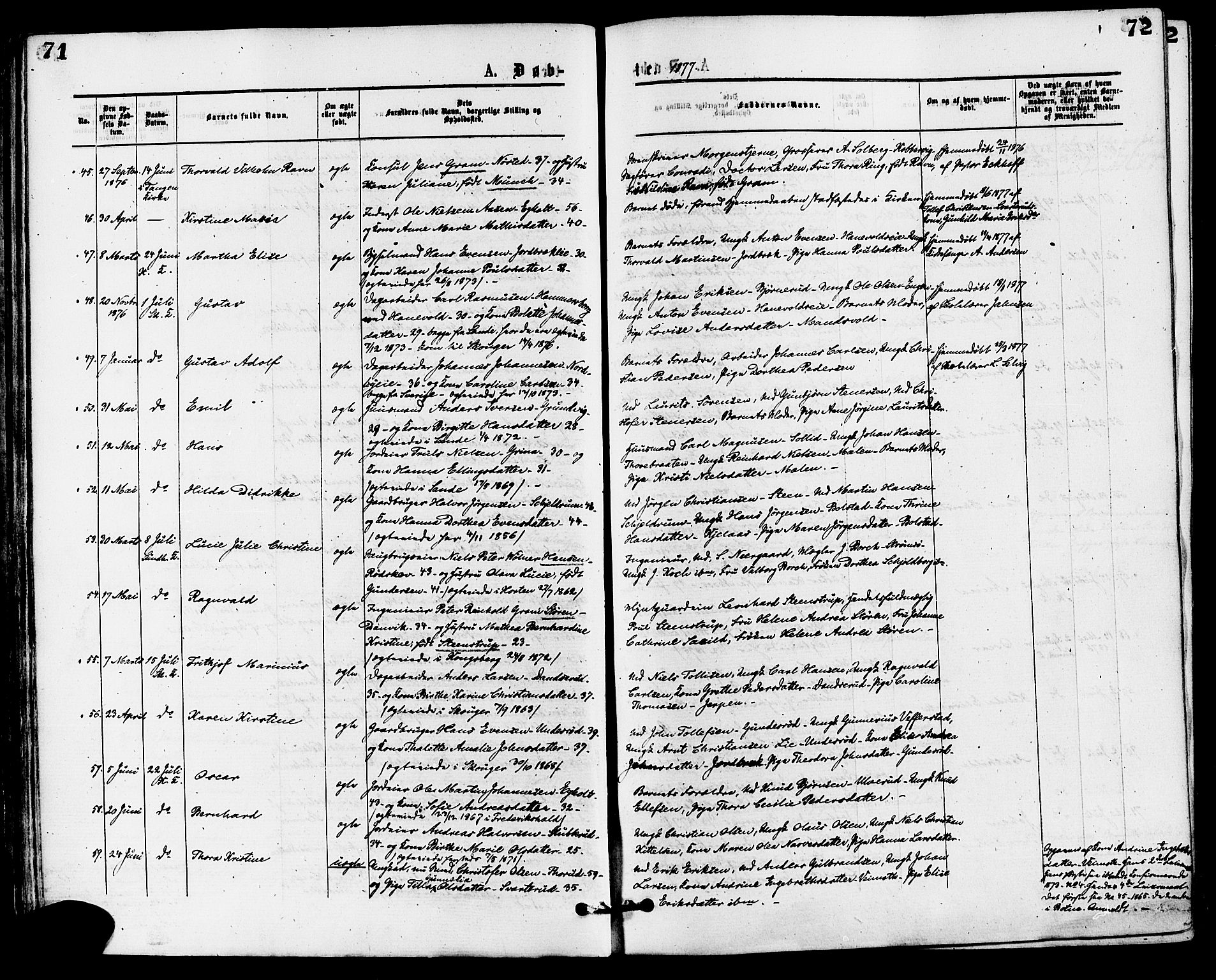 Skoger kirkebøker, AV/SAKO-A-59/F/Fa/L0005: Parish register (official) no. I 5, 1873-1884, p. 71-72