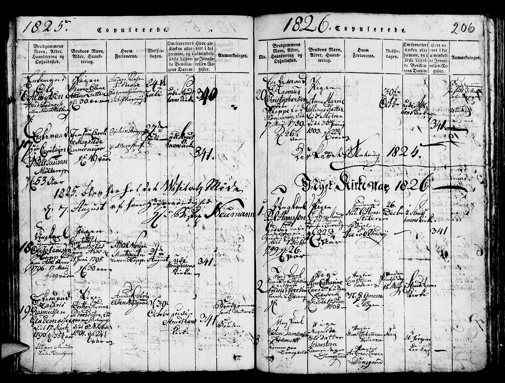 Askøy Sokneprestembete, SAB/A-74101/H/Ha/Hab/Haba/L0002: Parish register (copy) no. A 2, 1815-1846, p. 206