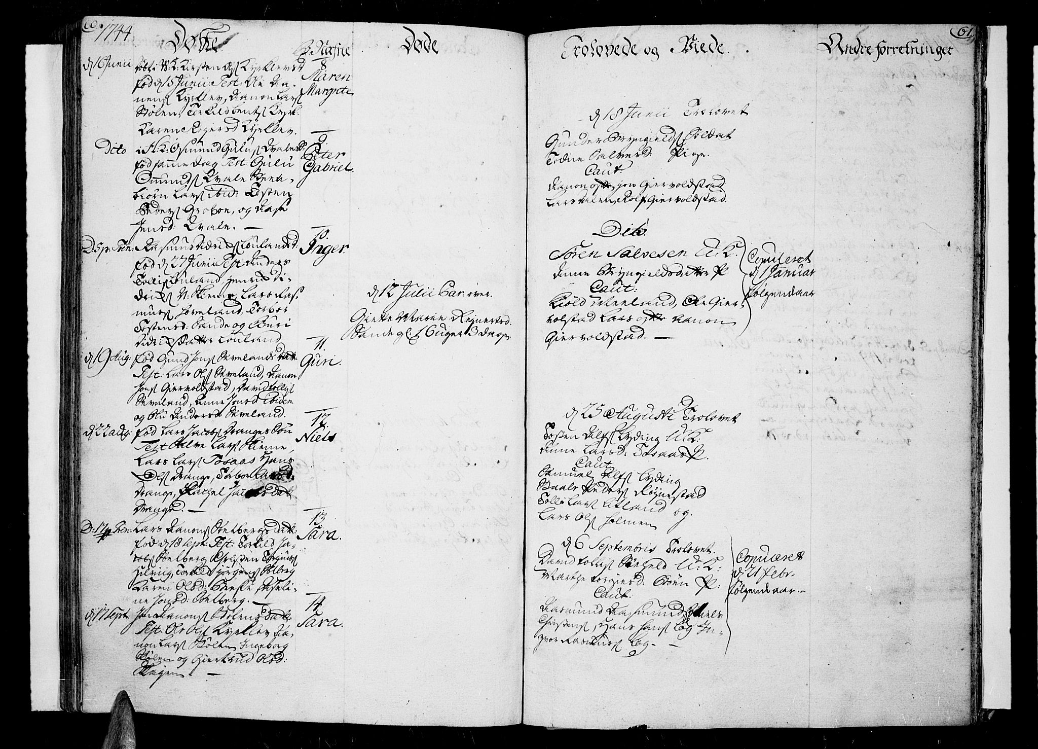 Lista sokneprestkontor, AV/SAK-1111-0027/F/Fa/L0002: Parish register (official) no. A 2 /2, 1726-1753, p. 60-61