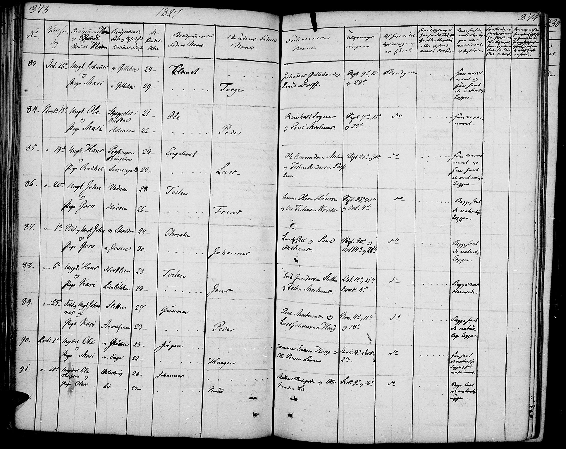 Øyer prestekontor, SAH/PREST-084/H/Ha/Haa/L0004: Parish register (official) no. 4, 1824-1841, p. 373-374