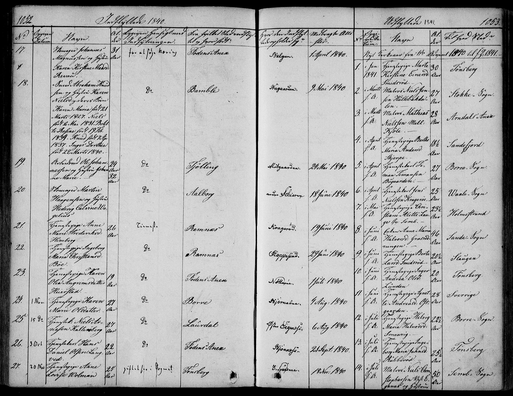 Nøtterøy kirkebøker, SAKO/A-354/F/Fa/L0005: Parish register (official) no. I 5, 1839-1852, p. 1052-1053