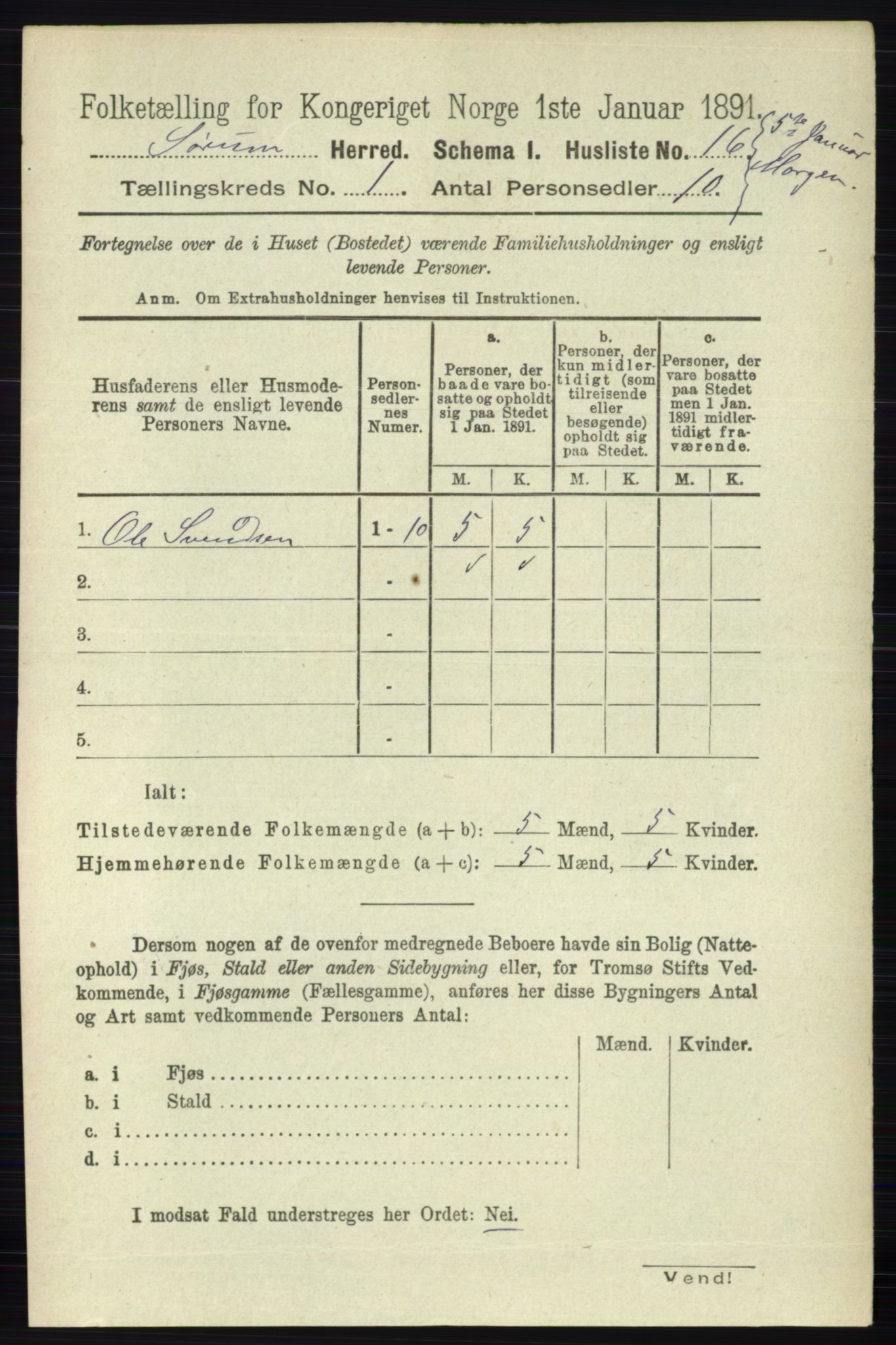 RA, 1891 census for 0226 Sørum, 1891, p. 35