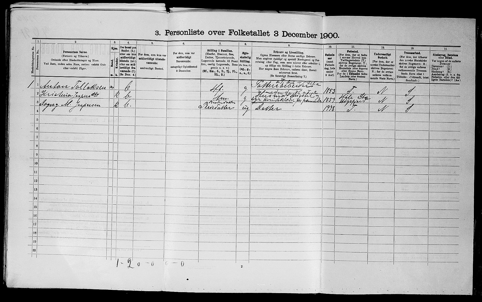 SAST, 1900 census for Høyland, 1900, p. 663